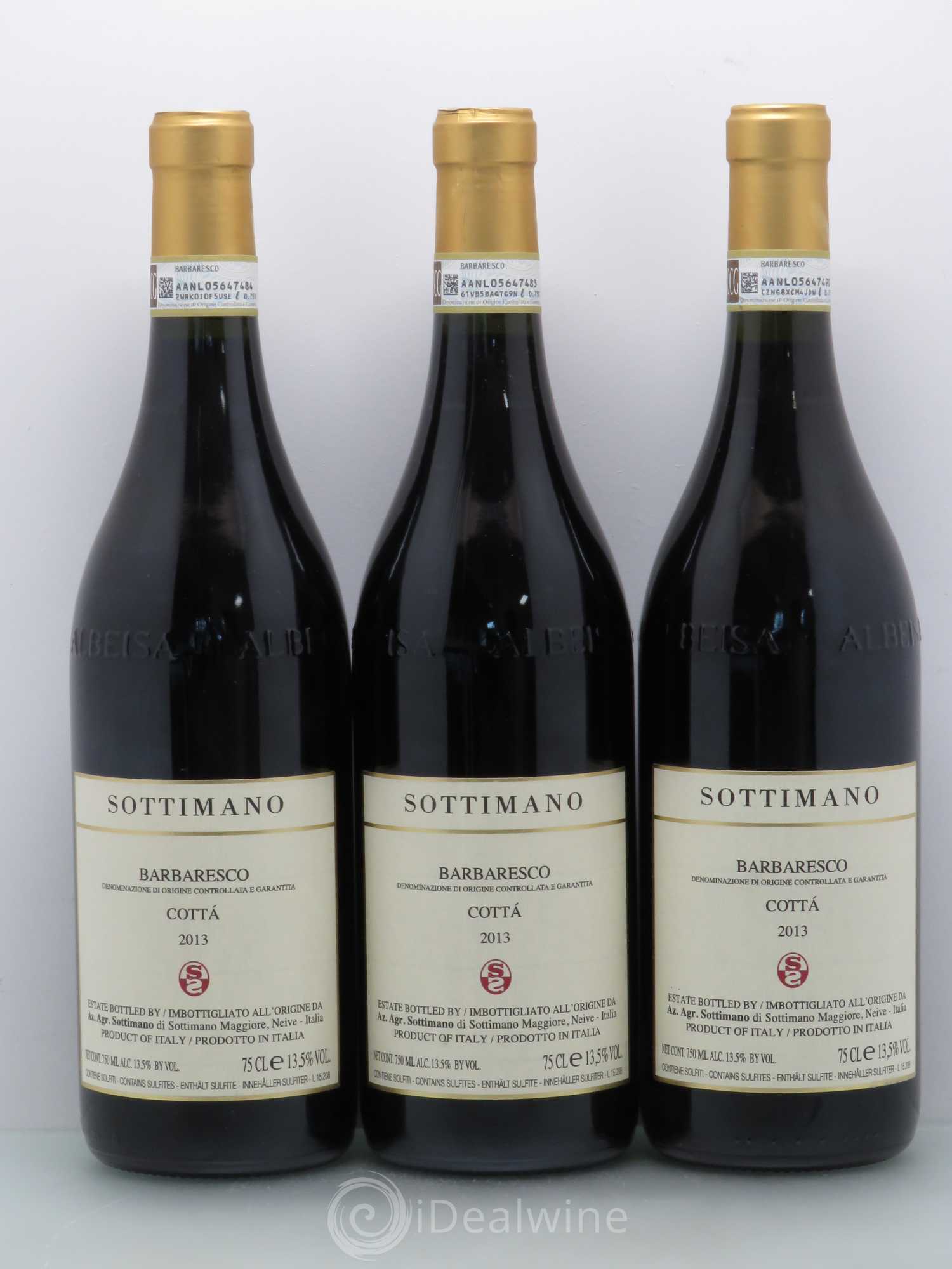 Barbaresco DOCG Cottà Sottimano 2013 - Lot de 3 bouteilles - 0