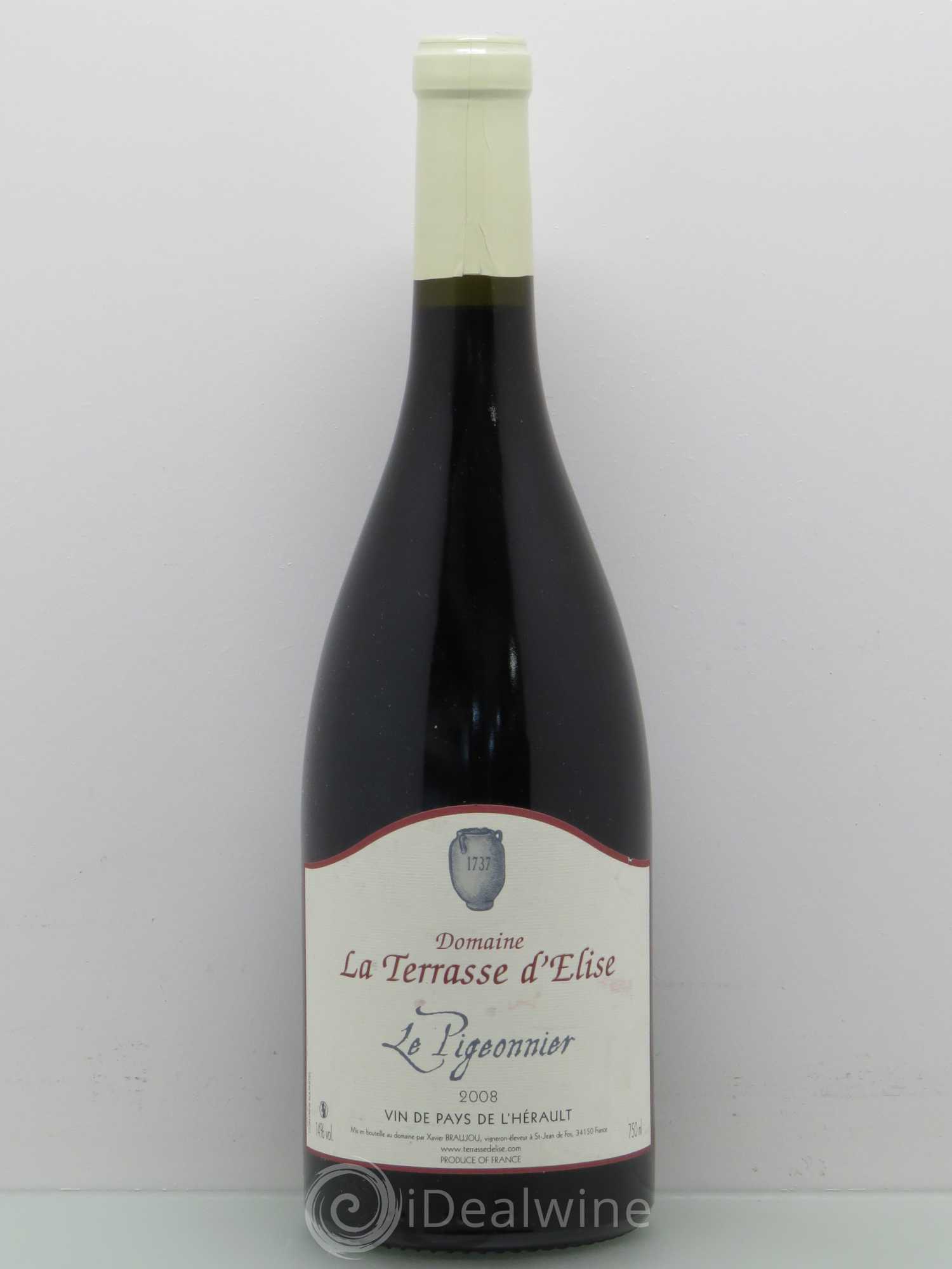 Pays d'Hérault Le Pigeonnier Terrasse d'Elise (Domaine de la) 2008 - Lot de 1 bouteille - 0