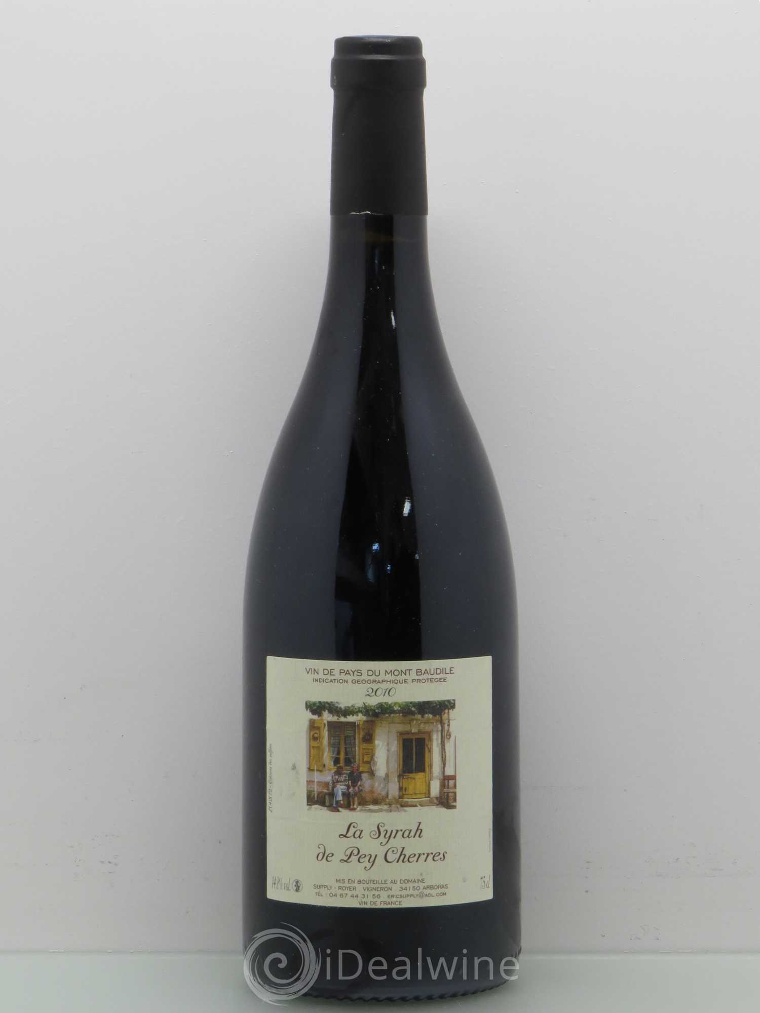 Pays d'Hérault Domaine Supply Royer Vdp Mont Baudille Syrah De Pey Cherres 2010 - Posten von 1 Flasche - 0