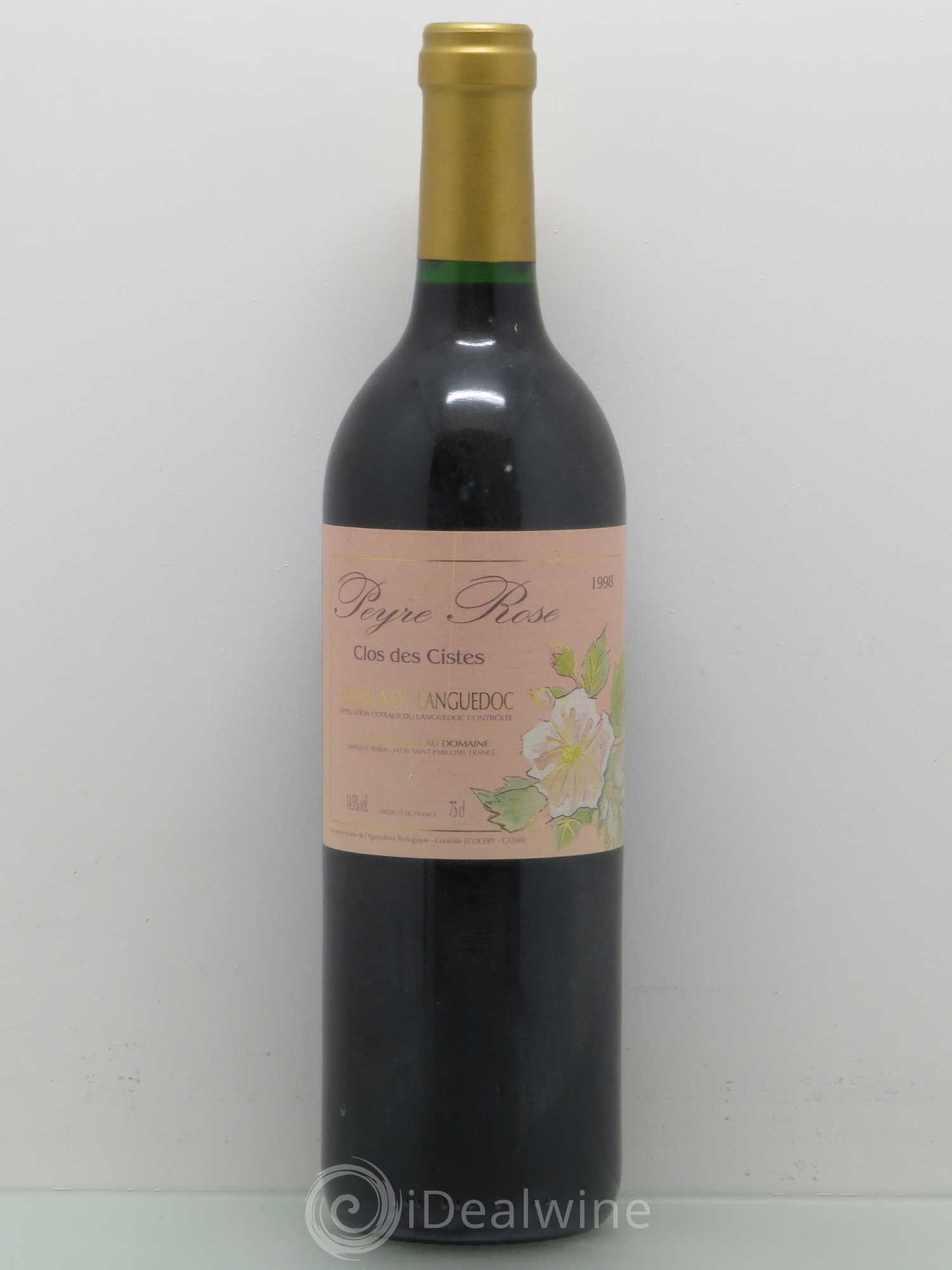 Vin de France (anciennement Coteaux du Languedoc) Domaine Peyre Rose Les Cistes Marlène Soria 1998 - Lot de 1 bouteille - 0