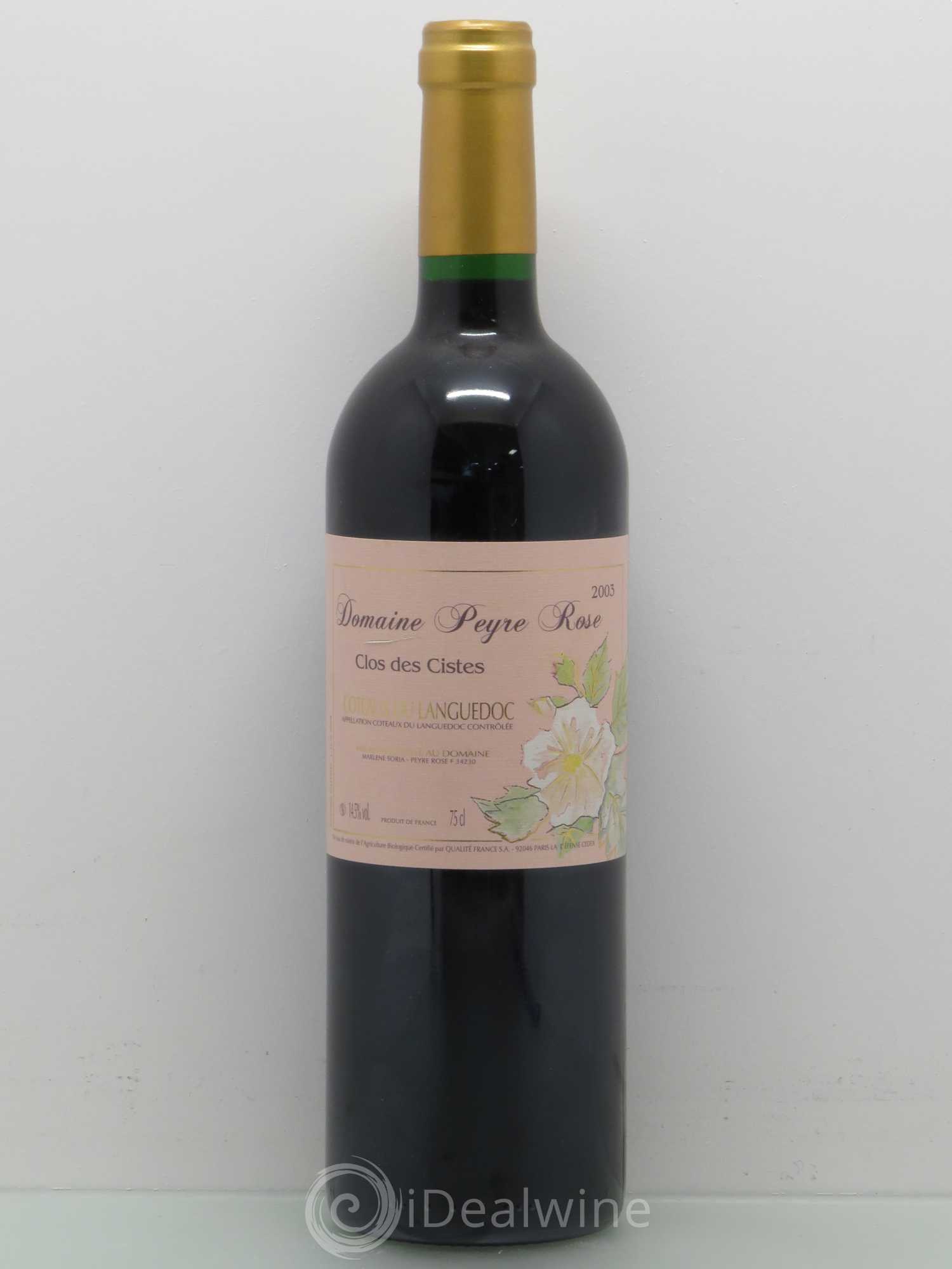 Vin de France (anciennement Coteaux du Languedoc) Domaine Peyre Rose Les Cistes Marlène Soria 2003 - Lot de 1 bouteille - 0