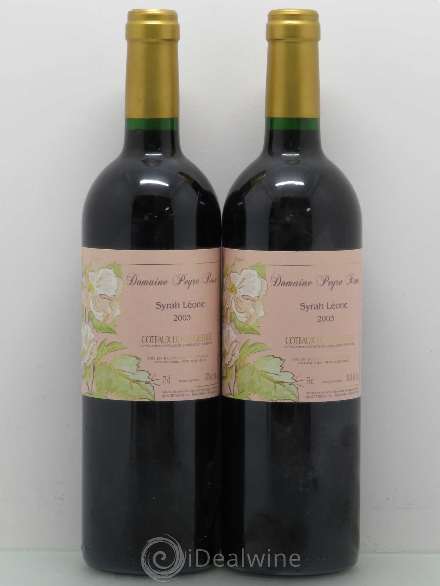 Coteaux du Languedoc Domaine Peyre Rose Belle Léone (anciennement Syrah Léone) Marlène Soria 2003 - Lot de 2 bouteilles - 0