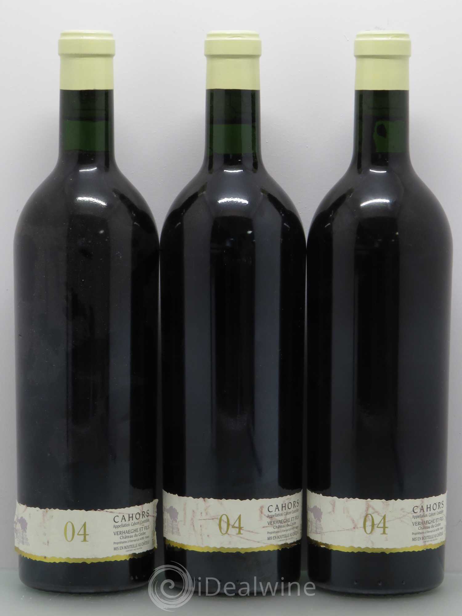 Cahors Château du Cèdre GC Pascal et Jean-Marc Verhaeghe 2004 - Lot de 3 bouteilles - 1