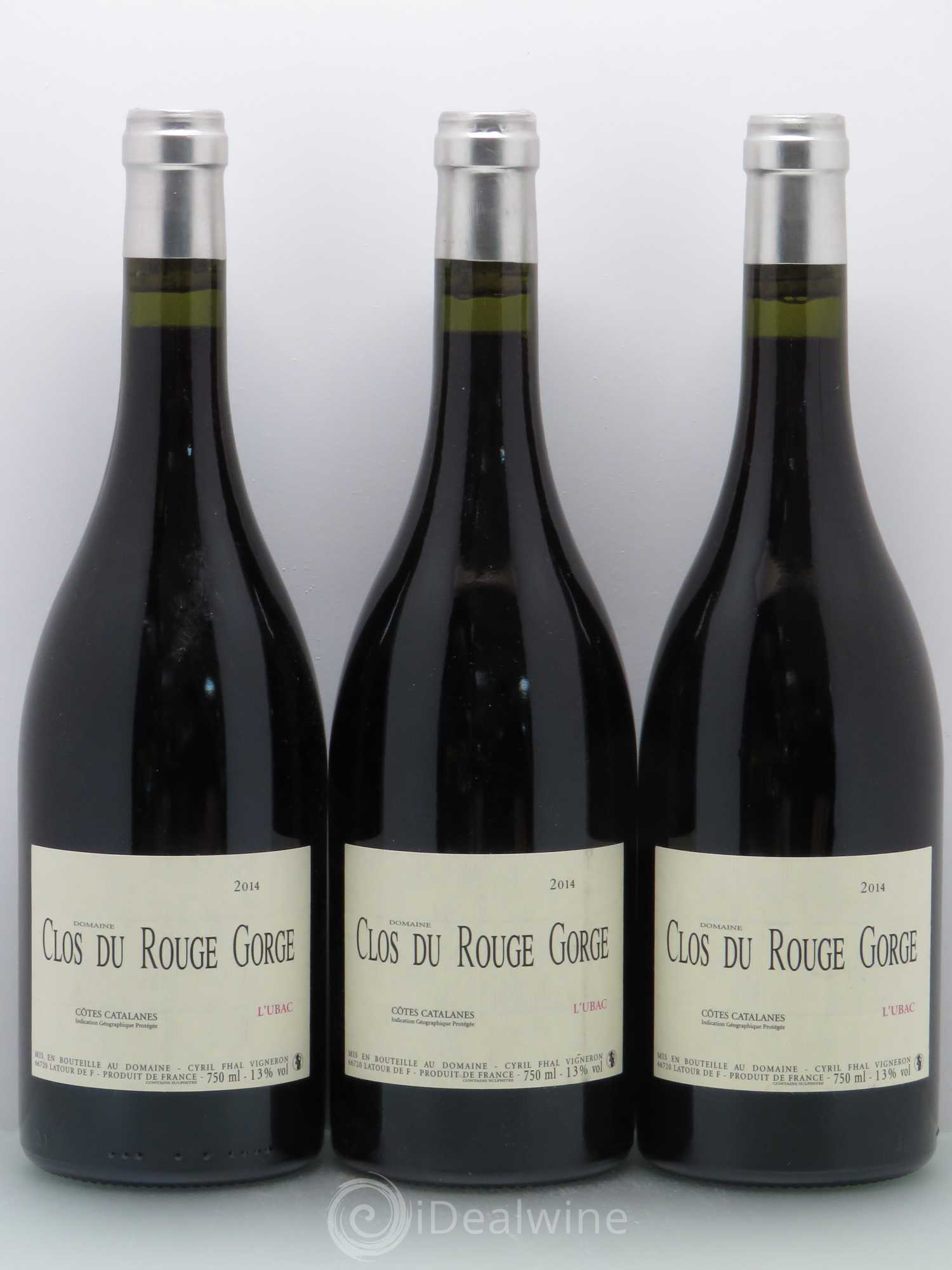 Côtes Catalanes Clos du Rouge Gorge L'Ubac Cyril Fhal 2014 - Lot de 3 bouteilles - 0