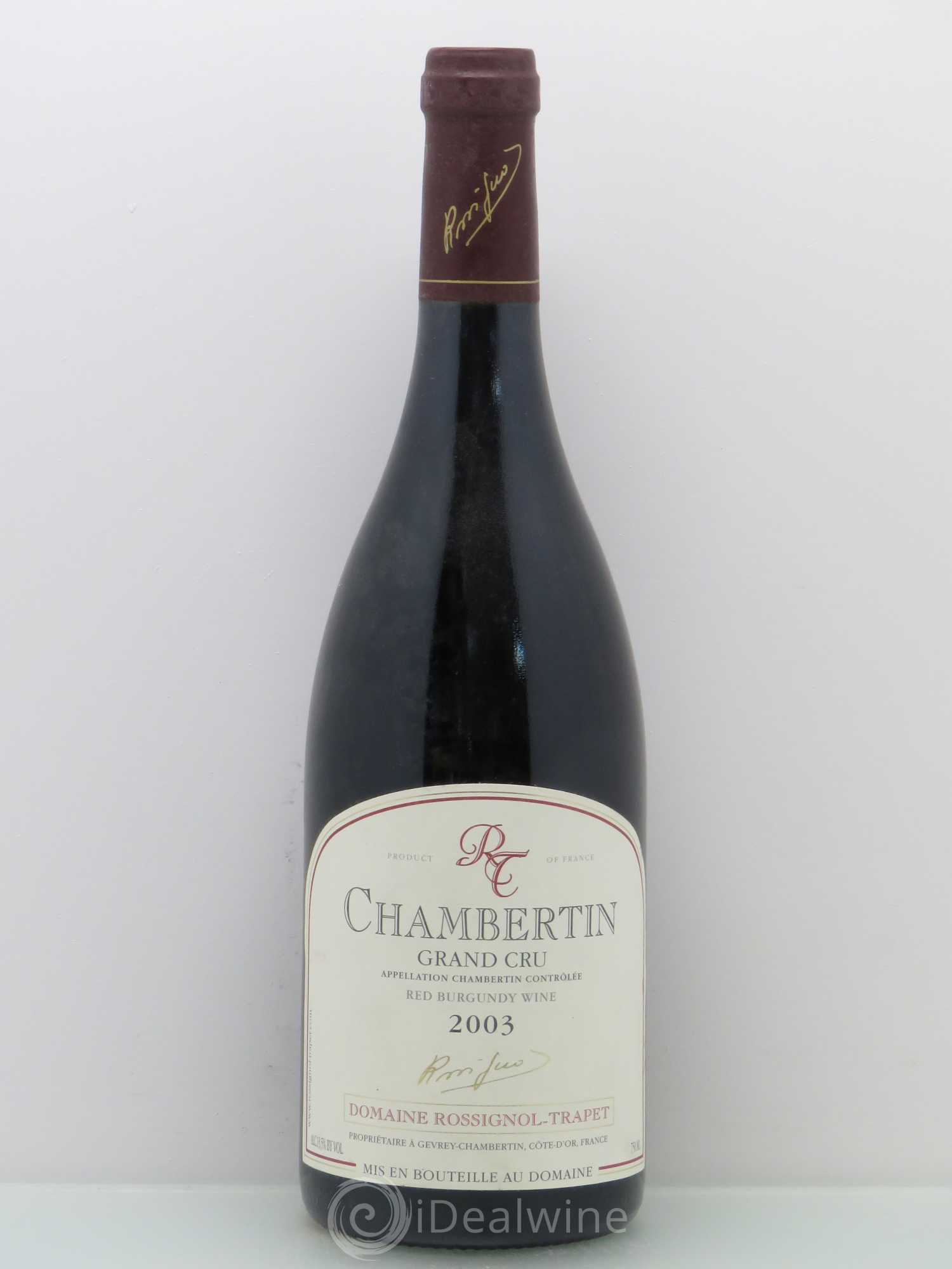 Chambertin Grand Cru Rossignol-Trapet (Domaine) 2003 - Lot de 1 bouteille - 0