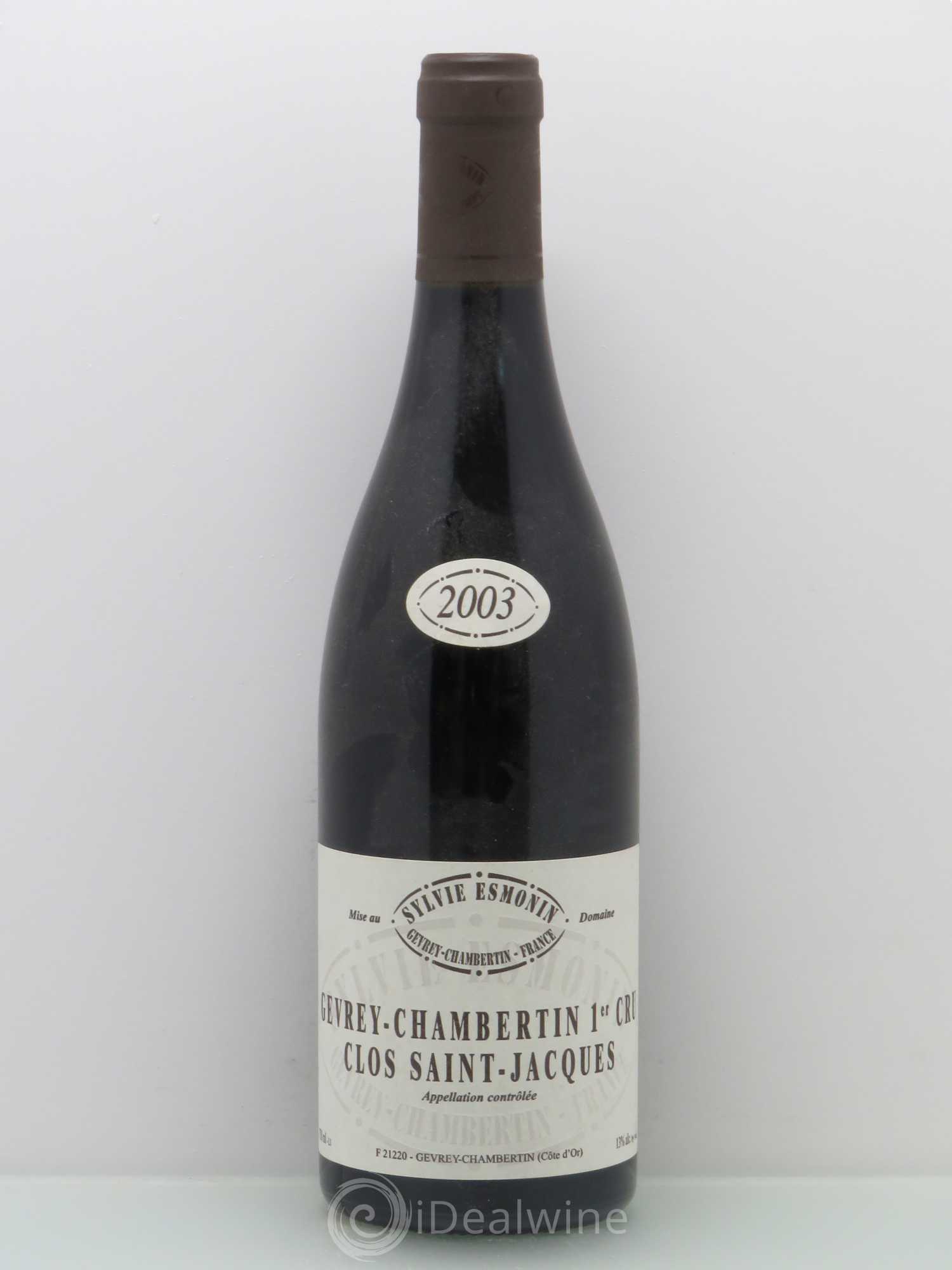 Gevrey-Chambertin 1er Cru Clos Saint Jacques Sylvie Esmonin 2003 - Lot de 1 bouteille - 0