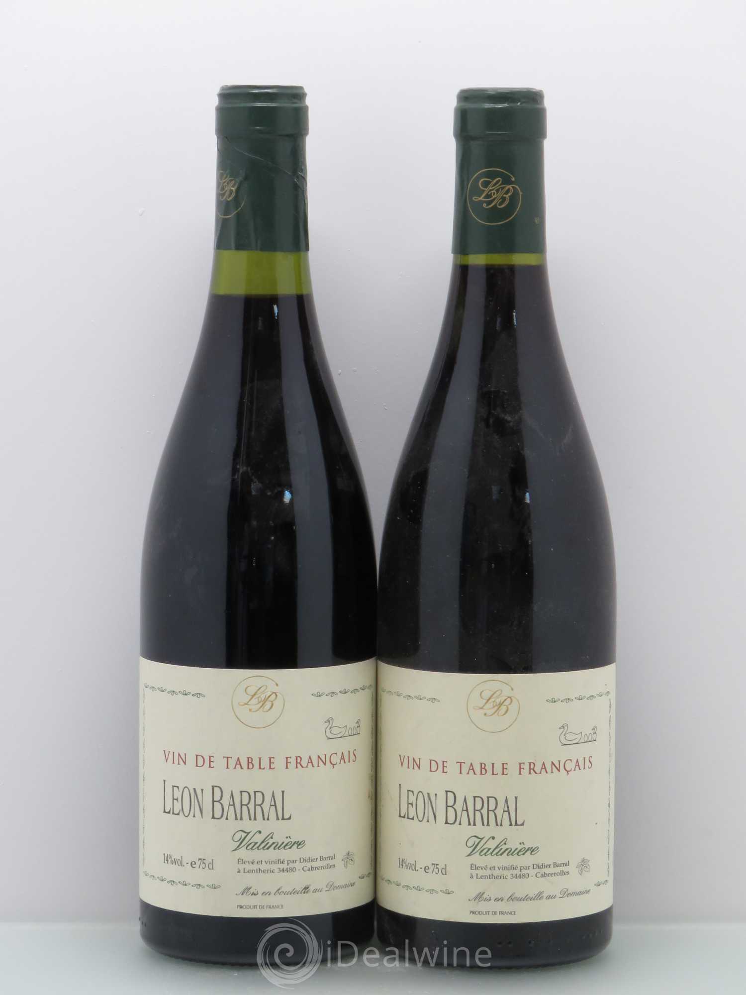 Vin de table Valinière Leon Barral 2001 - Posten von 2 Flaschen - 0