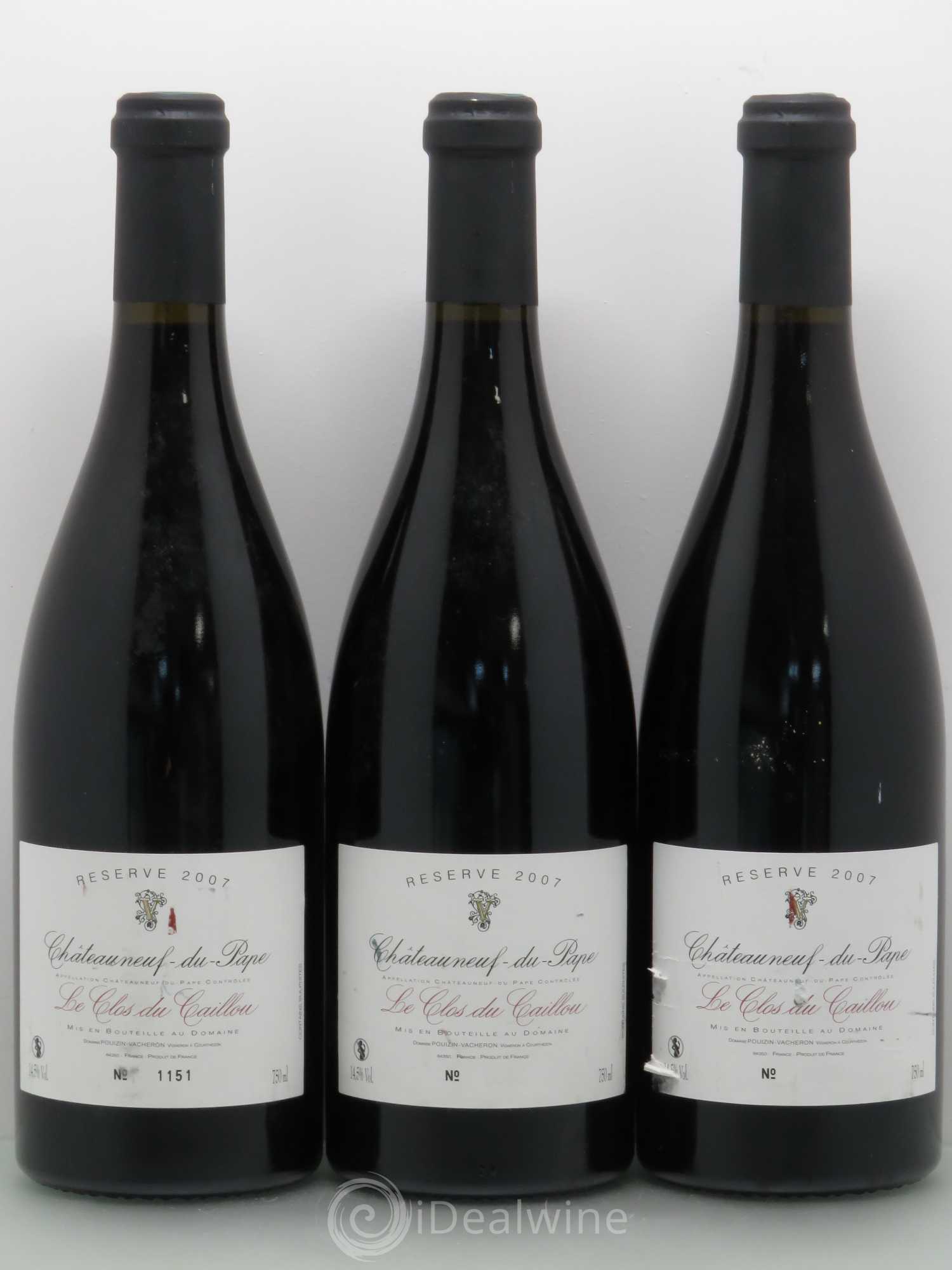 Châteauneuf-du-Pape Domaine Le Clos du Caillou Réserve Sylvie Vacheron 2007 - Lot de 3 bouteilles - 0