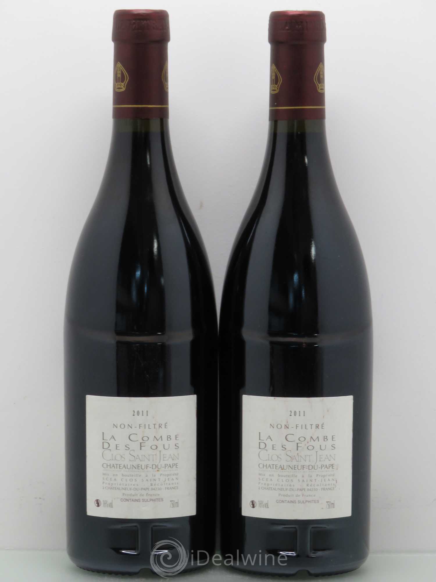 Châteauneuf-du-Pape Clos Saint-Jean La Combe des Fous Pascal et Vincent Maurel 2011 - Lot de 2 bouteilles - 1