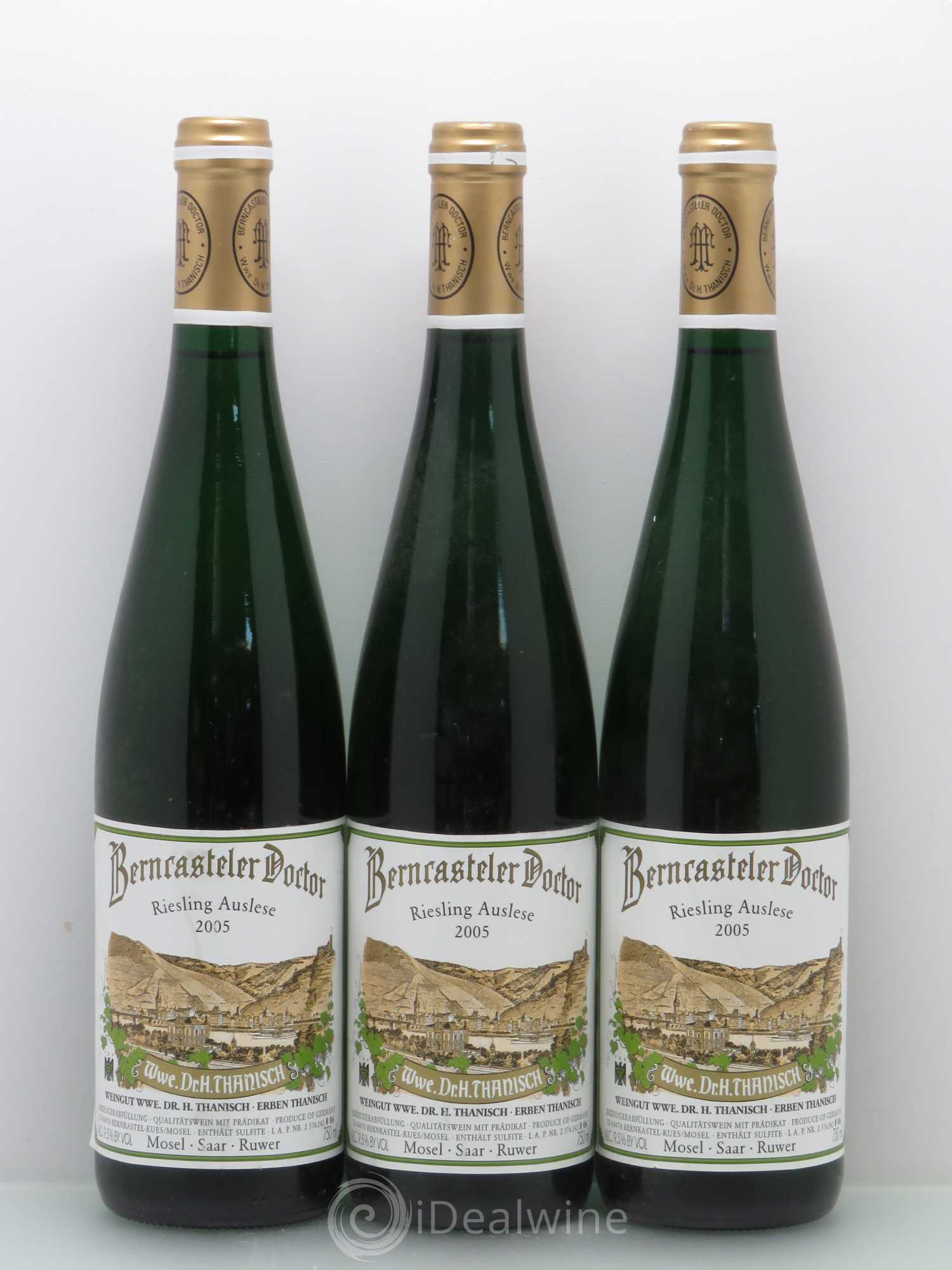 Riesling Dr H. Thanisch Riesling Auslese Berncasteler Doctor Goldkapsul 2005 - Posten von 3 Flaschen - 0