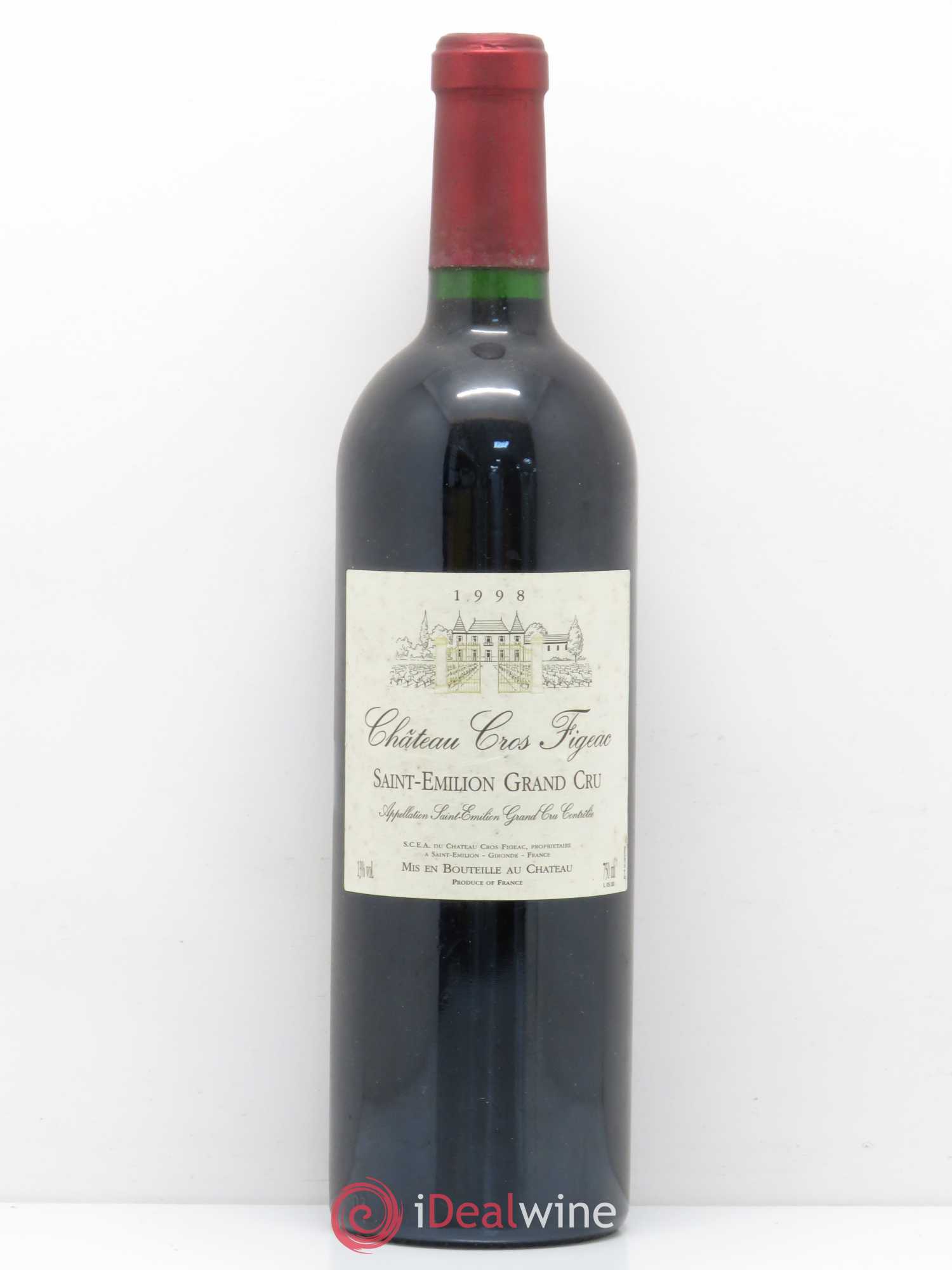 Saint-Émilion Château Cros Figeac 1998 - Lot de 1 bouteille - 0