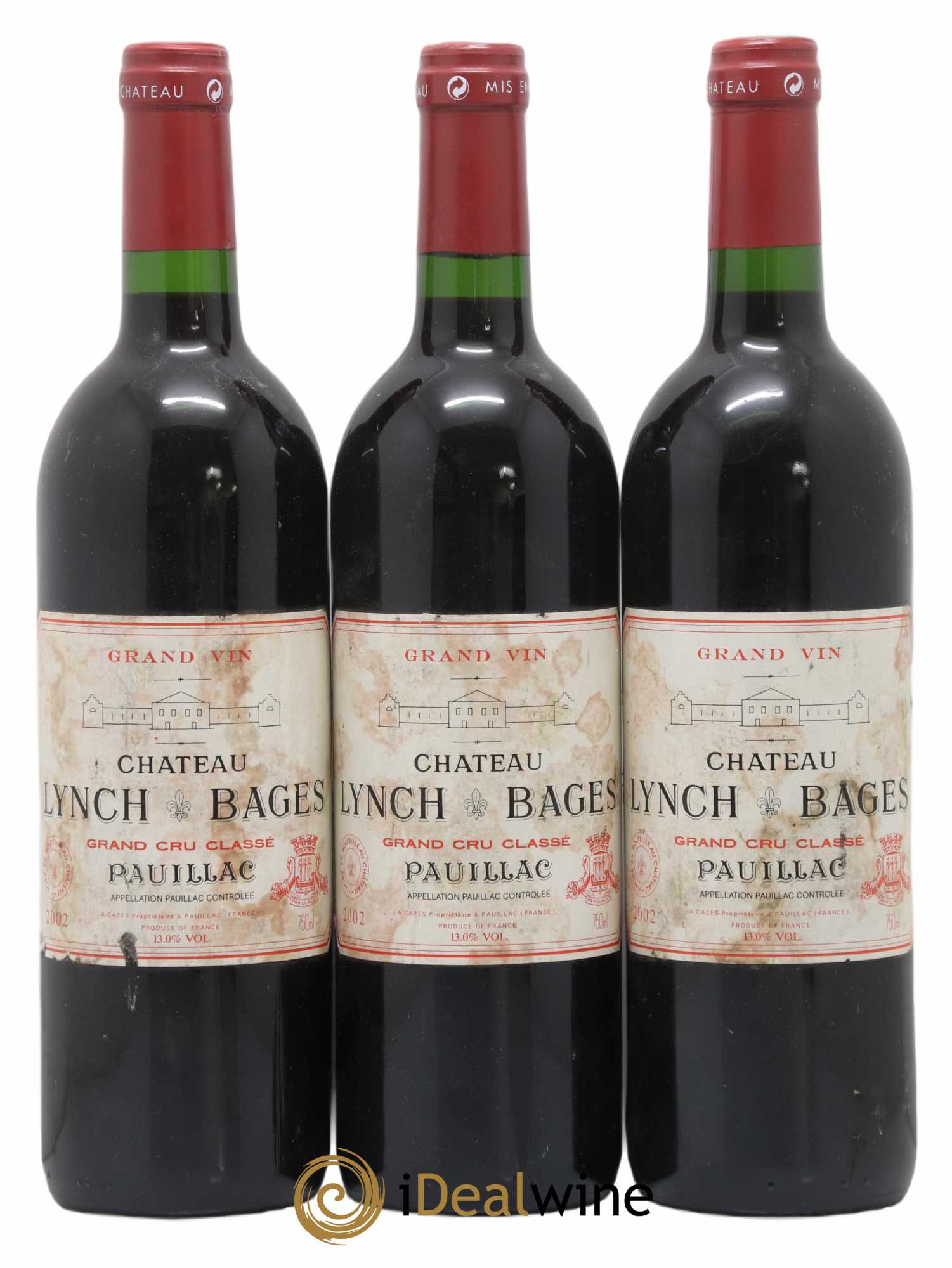 Château Lynch Bages 5ème Grand Cru Classé 2002 - Lot de 3 bouteilles - 0