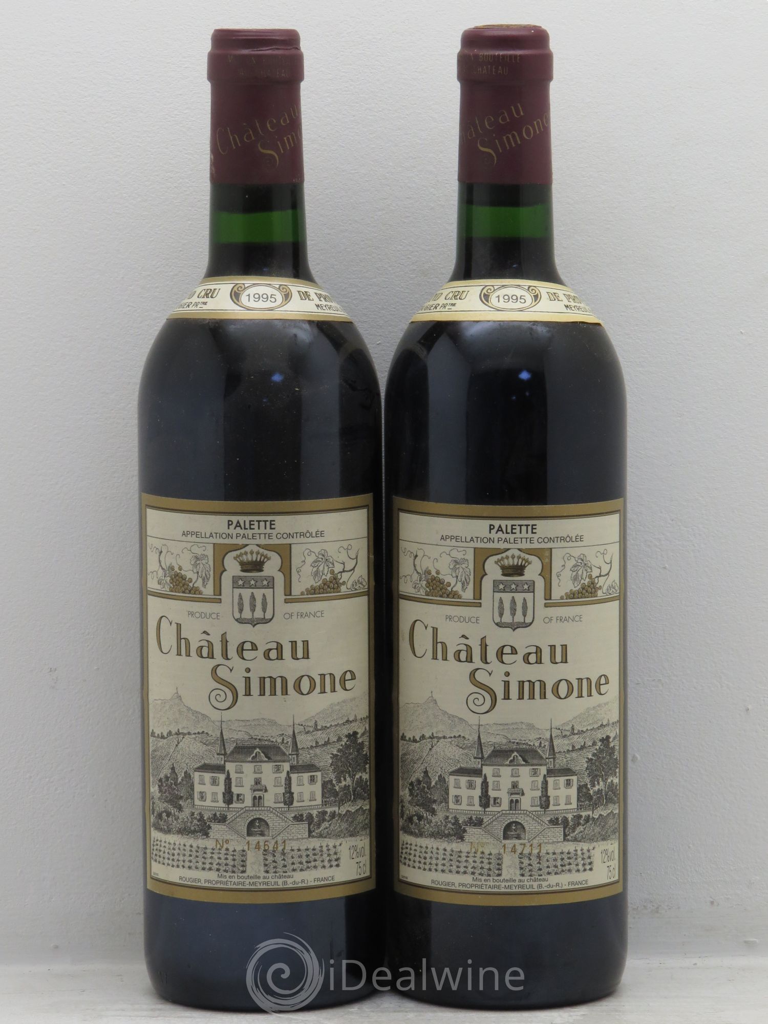 Palette Château Simone Famille Rougier 1995 - Posten von 2 Flaschen - 0