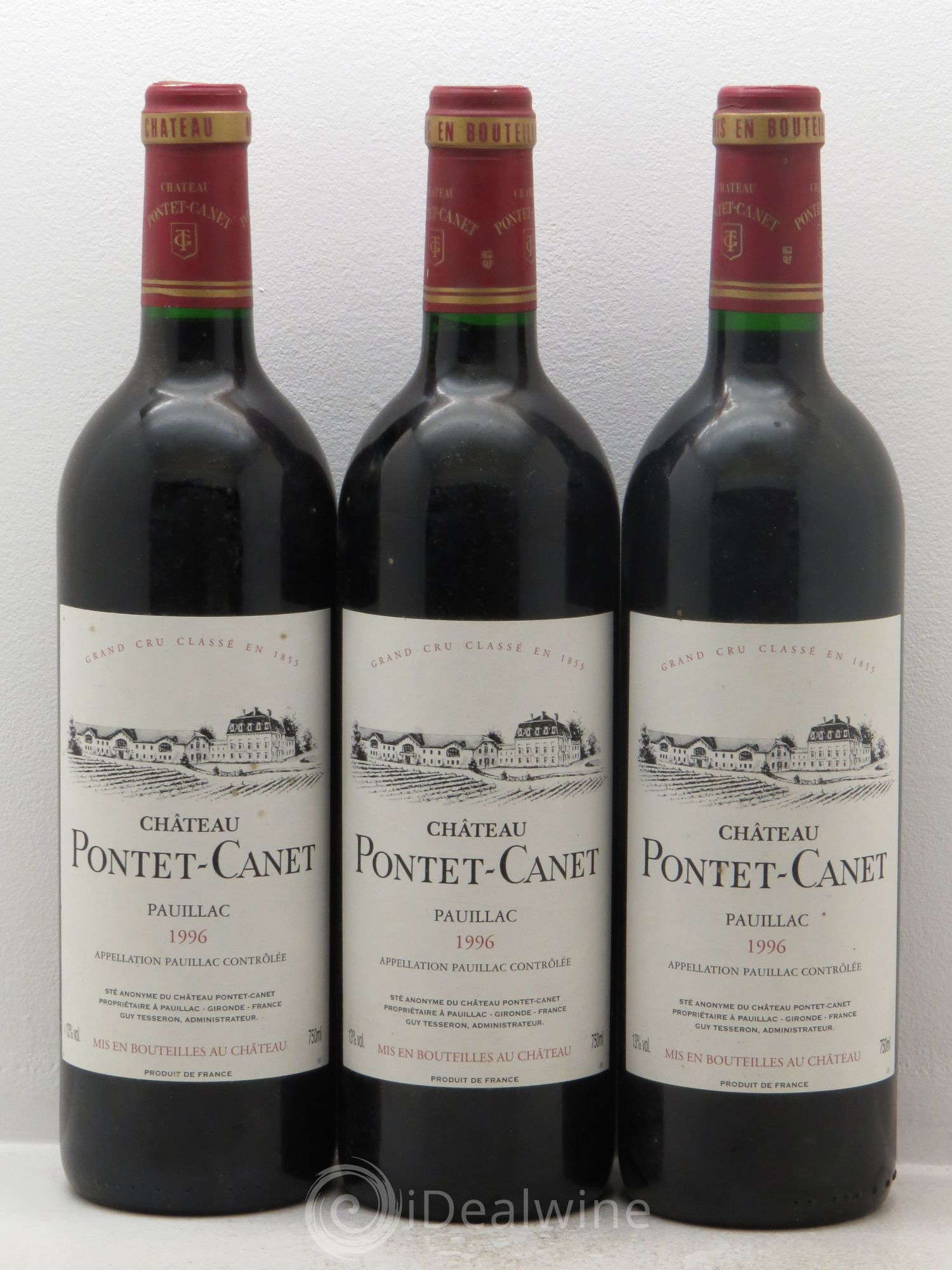 Château Pontet Canet 5ème Grand Cru Classé 1996 - Lot de 3 bouteilles - 0