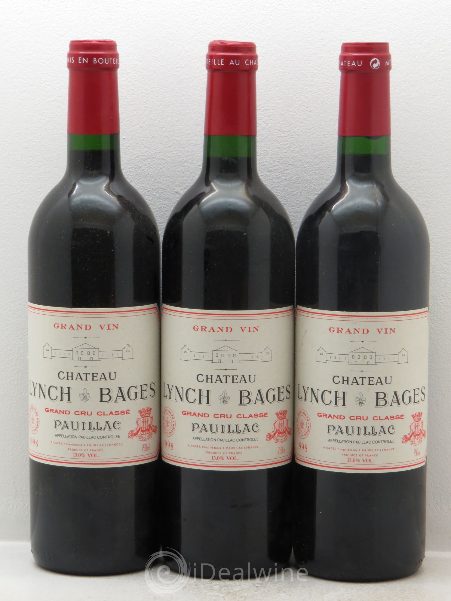 Château Lynch Bages 5ème Grand Cru Classé 1998 - Lot de 3 bouteilles - 0