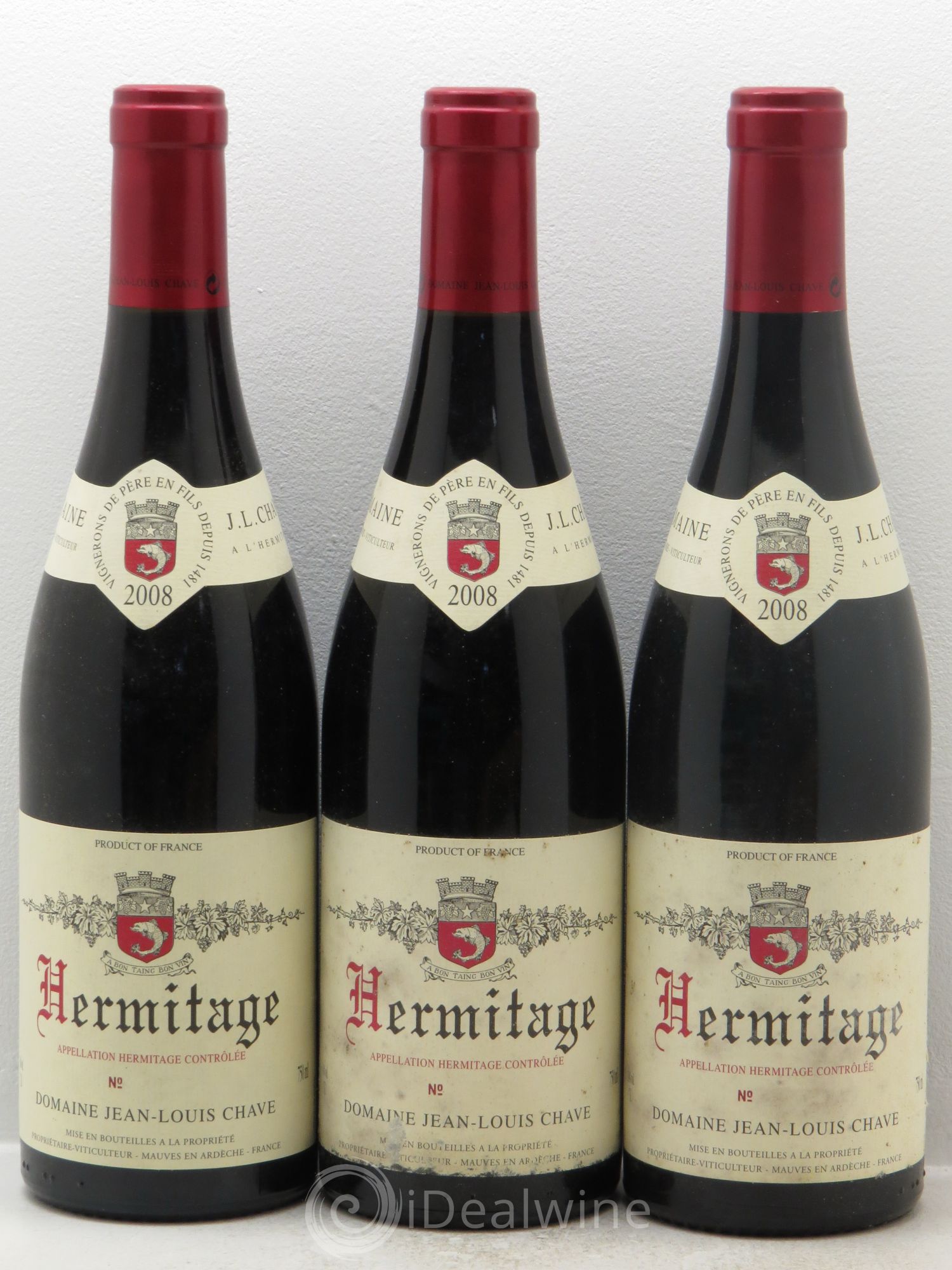 Hermitage Jean-Louis Chave 2008 - Lot de 3 bouteilles - 0