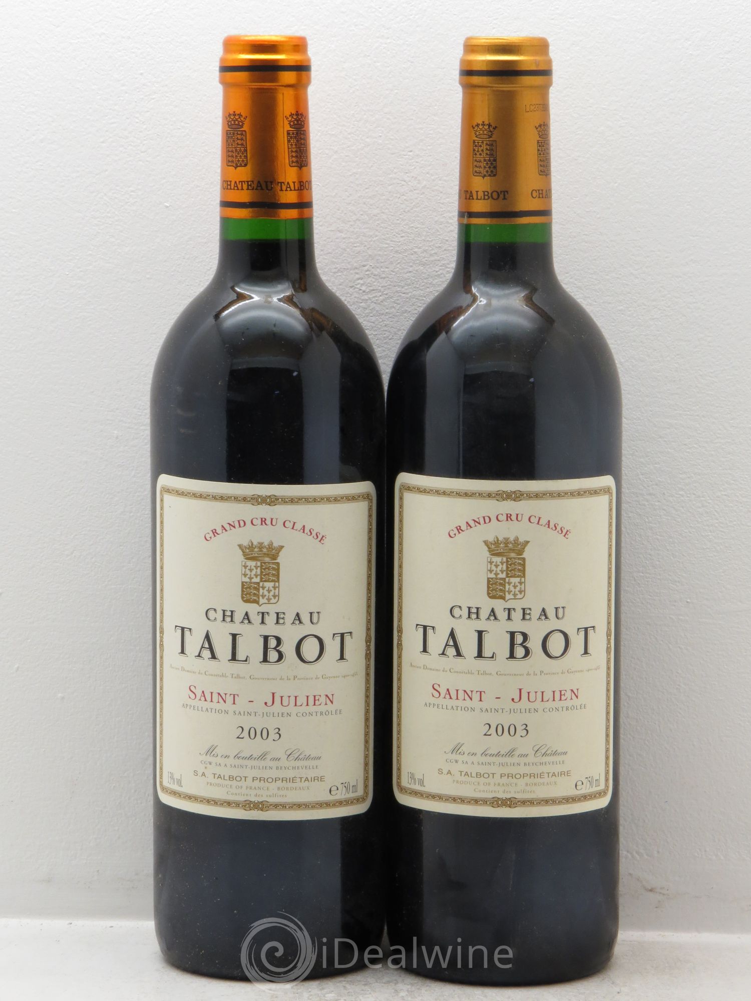 Château Talbot 4ème Grand Cru Classé 2003 - Lot de 2 bouteilles - 0