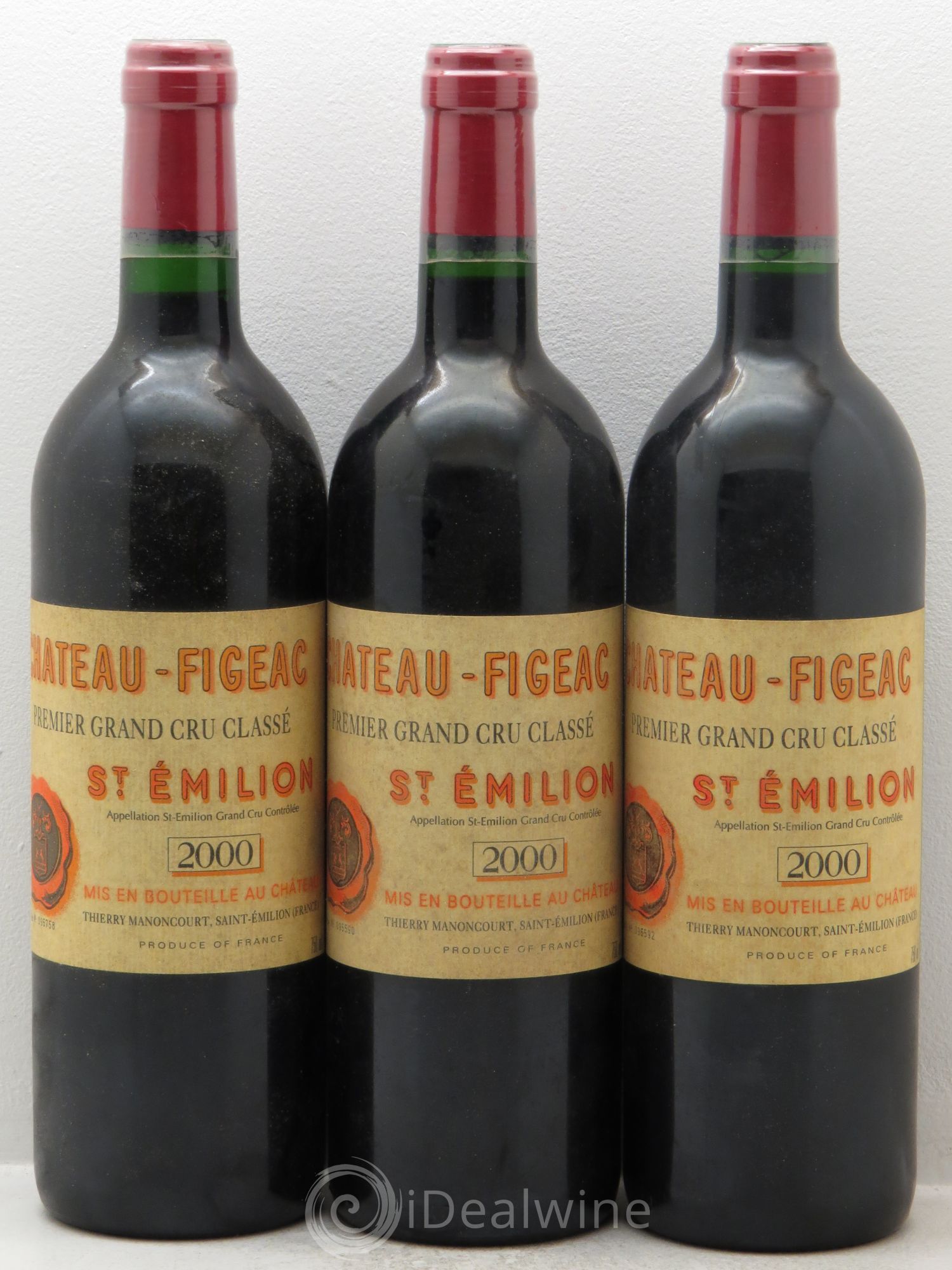 Château Figeac 1er Grand Cru Classé A 2000 - Lot de 3 bouteilles - 0