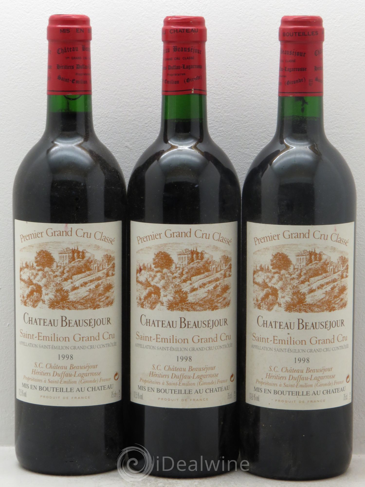 Château Beauséjour (Duffau-Lagarrosse) 1er Grand Cru Classé B 1998 - Lot de 3 bouteilles - 0