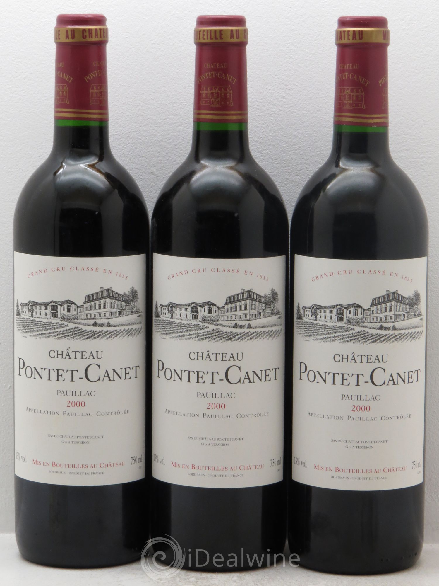 Château Pontet Canet 5ème Grand Cru Classé 2000 - Lot de 3 bouteilles - 0