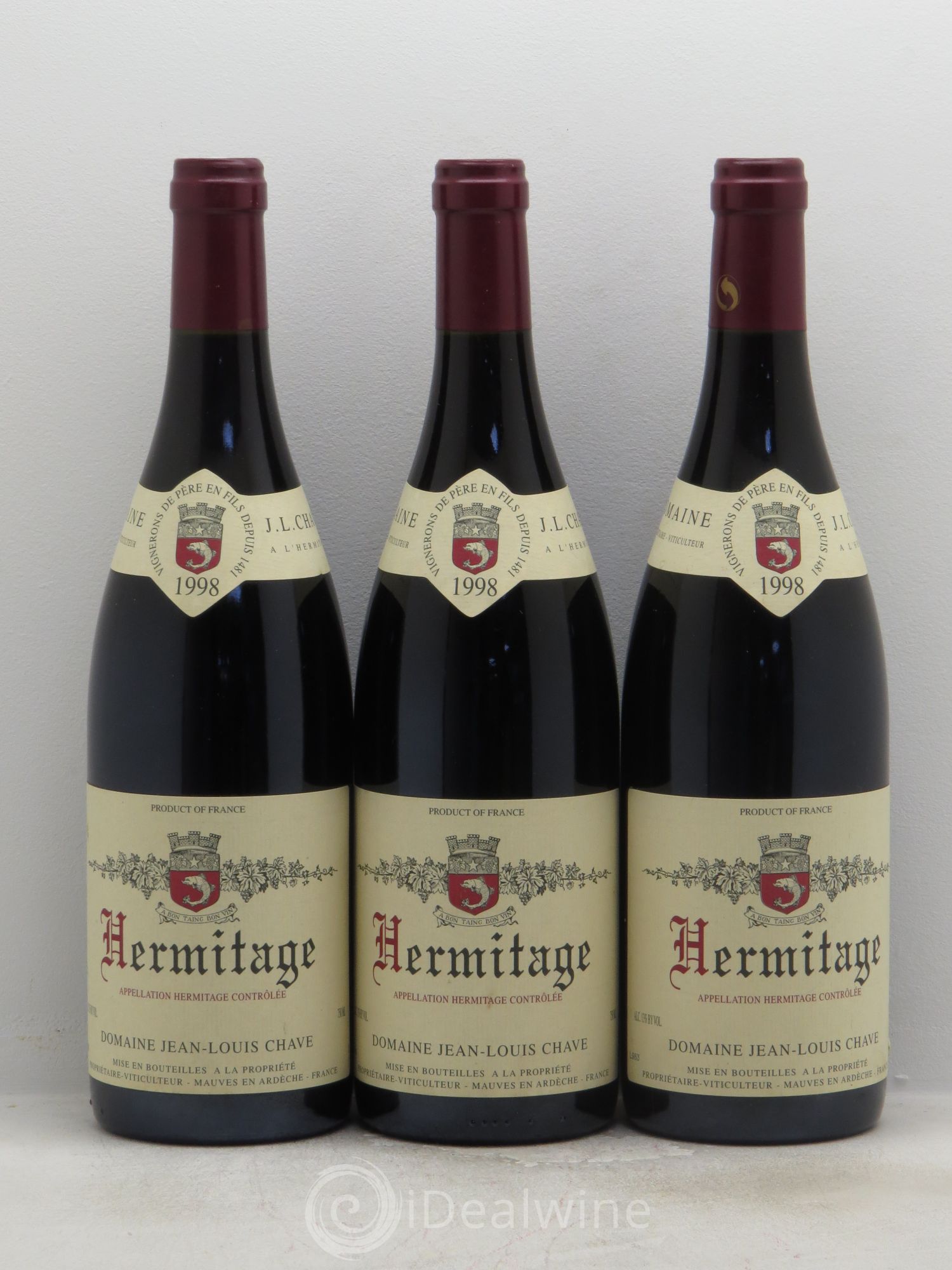 Hermitage Jean-Louis Chave 1998 - Lot de 3 bouteilles - 0