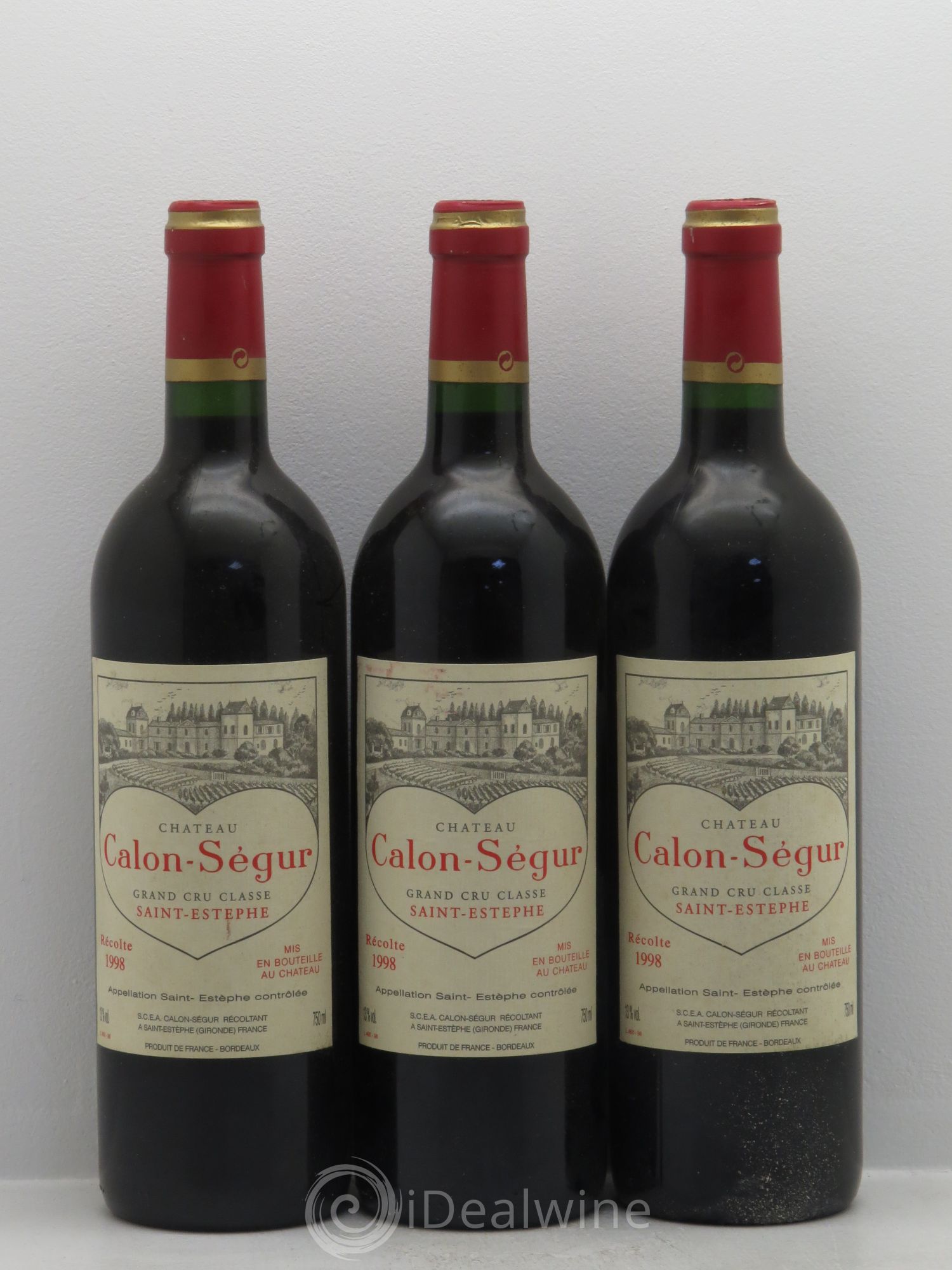 Château Calon Ségur 3ème Grand Cru Classé 1998 - Lot de 3 bouteilles - 0