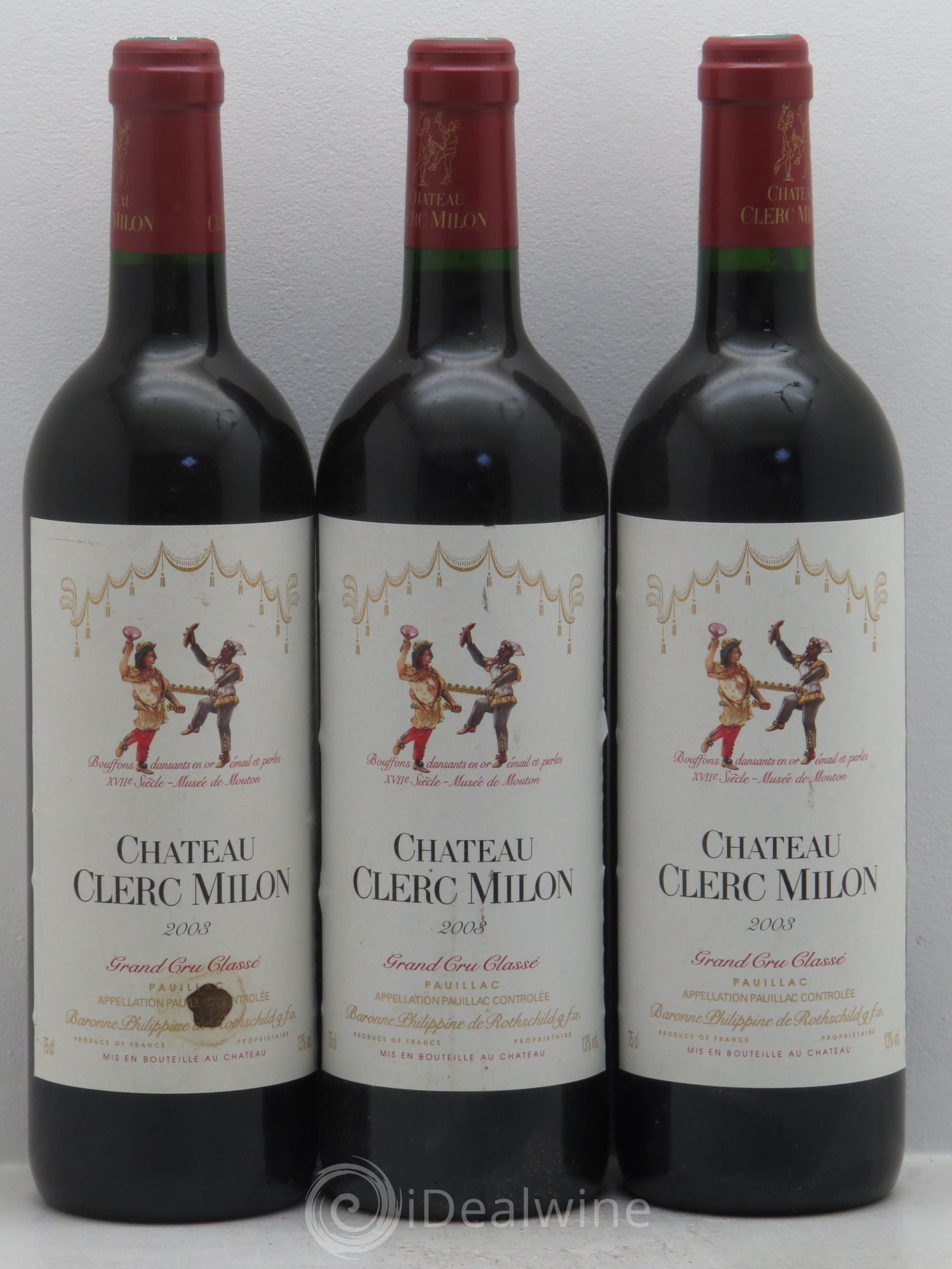 Château Clerc Milon 5ème Grand Cru Classé 2003 - Lot de 3 bouteilles - 0