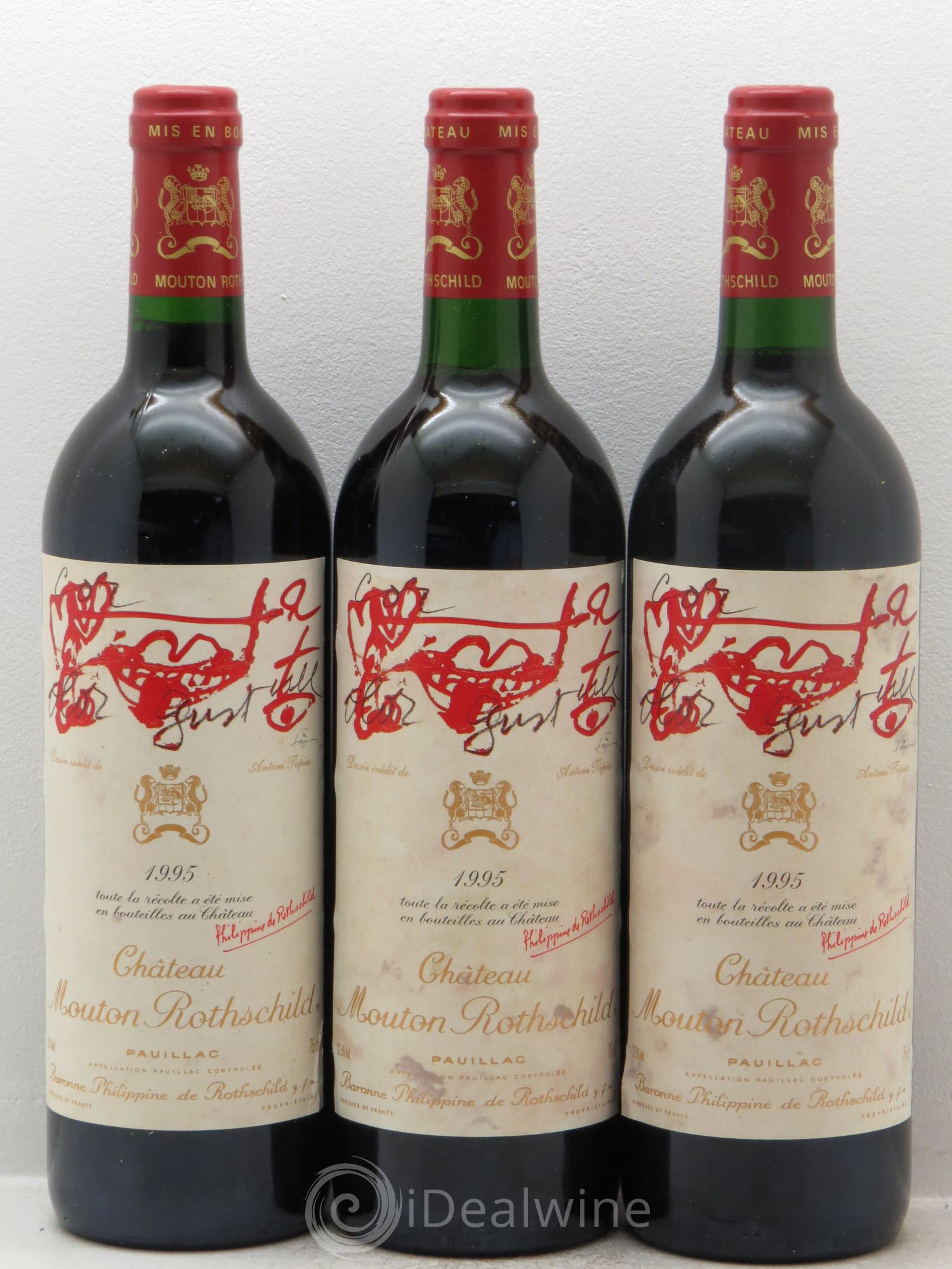 Château Mouton Rothschild 1er Grand Cru Classé 1995 - Lot de 3 bouteilles - 0