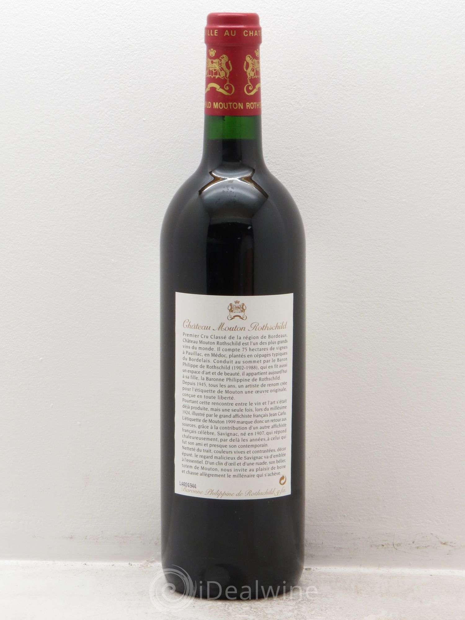Château Mouton Rothschild 1er Grand Cru Classé 1999 - Lot de 1 bouteille - 1