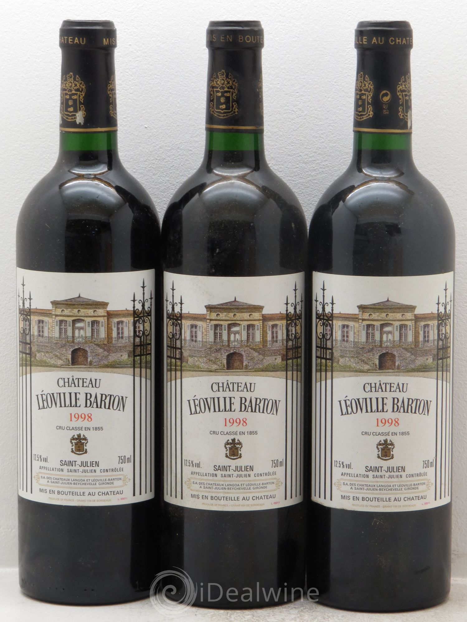 Château Léoville Barton 2ème Grand Cru Classé 1998 - Lot de 3 bouteilles - 0