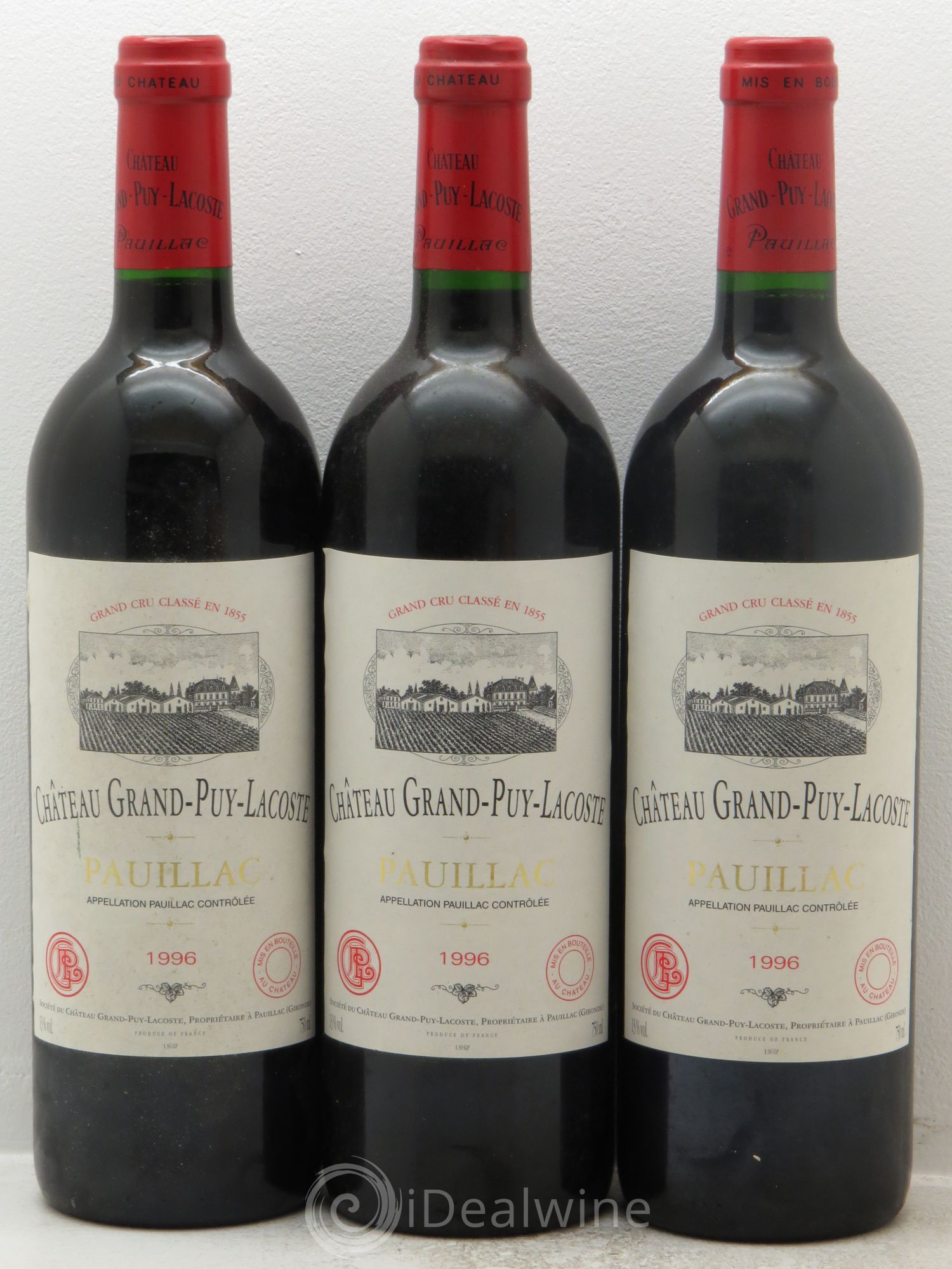 Château Grand Puy Lacoste 5ème Grand Cru Classé 1996 - Lot de 3 bouteilles - 0