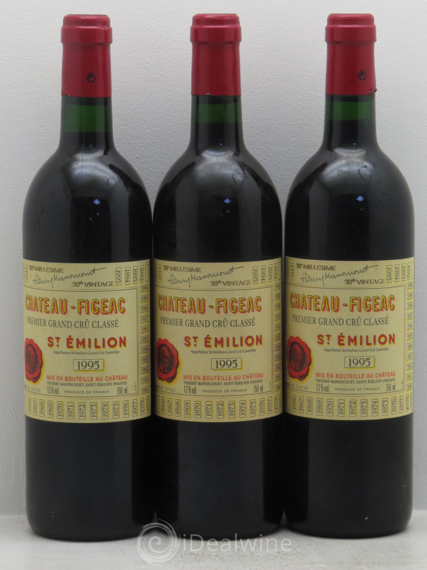 Château Figeac 1er Grand Cru Classé A 1995 - Lot de 3 bouteilles - 0