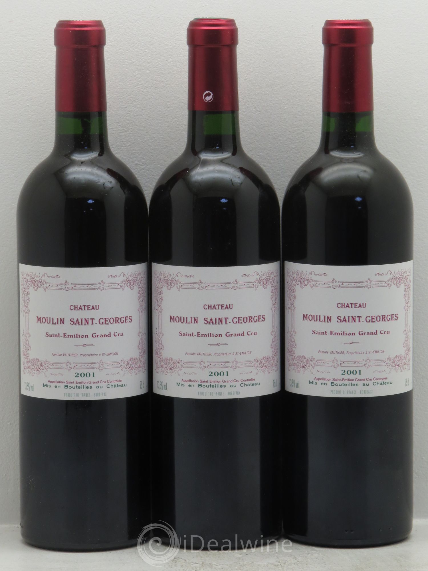 Château Moulin Saint Georges 2001 - Lot de 3 bouteilles - 0