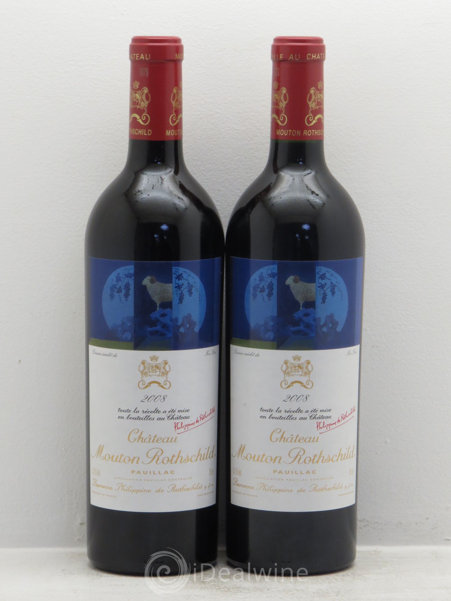 Château Mouton Rothschild 1er Grand Cru Classé 2008 - Lot de 2 bouteilles - 0