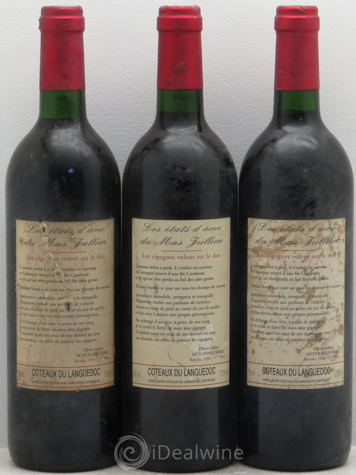 Terrasses du Larzac Mas Jullien Les Etats d'Ame du Mas Jullien Olivier Jullien 1996 - Lot de 3 bouteilles - 0
