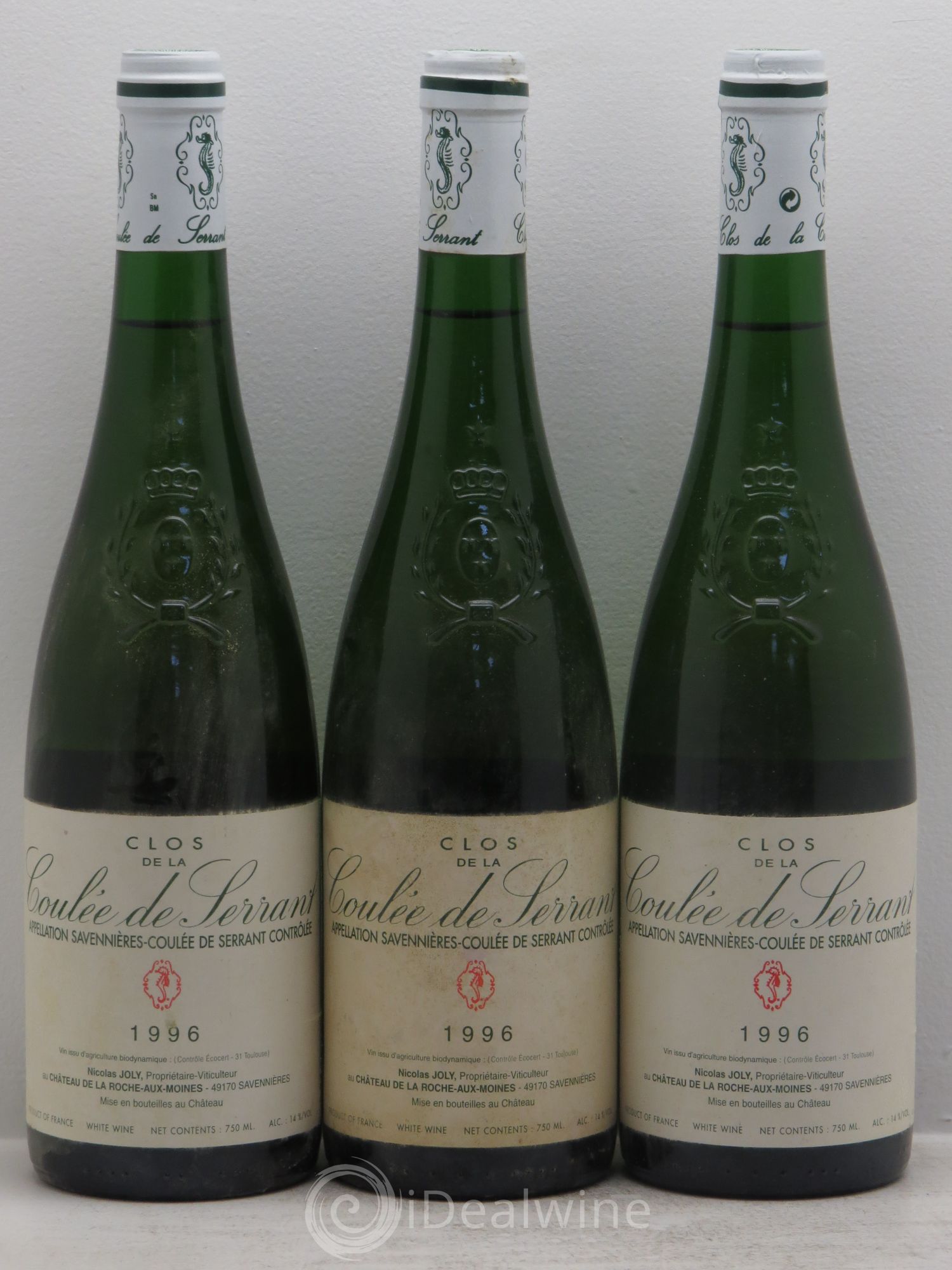 Savennières Clos de la Coulée de Serrant Vignobles de la Coulée de Serrant - Nicolas Joly 1996 - Lot de 3 bouteilles - 0