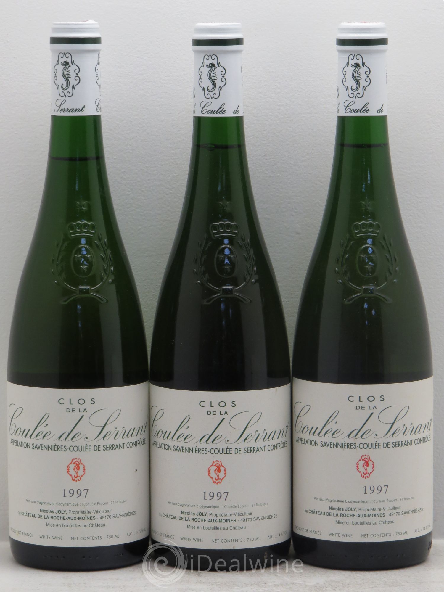 Savennières Clos de la Coulée de Serrant Vignobles de la Coulée de Serrant - Nicolas Joly 1997 - Lot de 3 bouteilles - 0