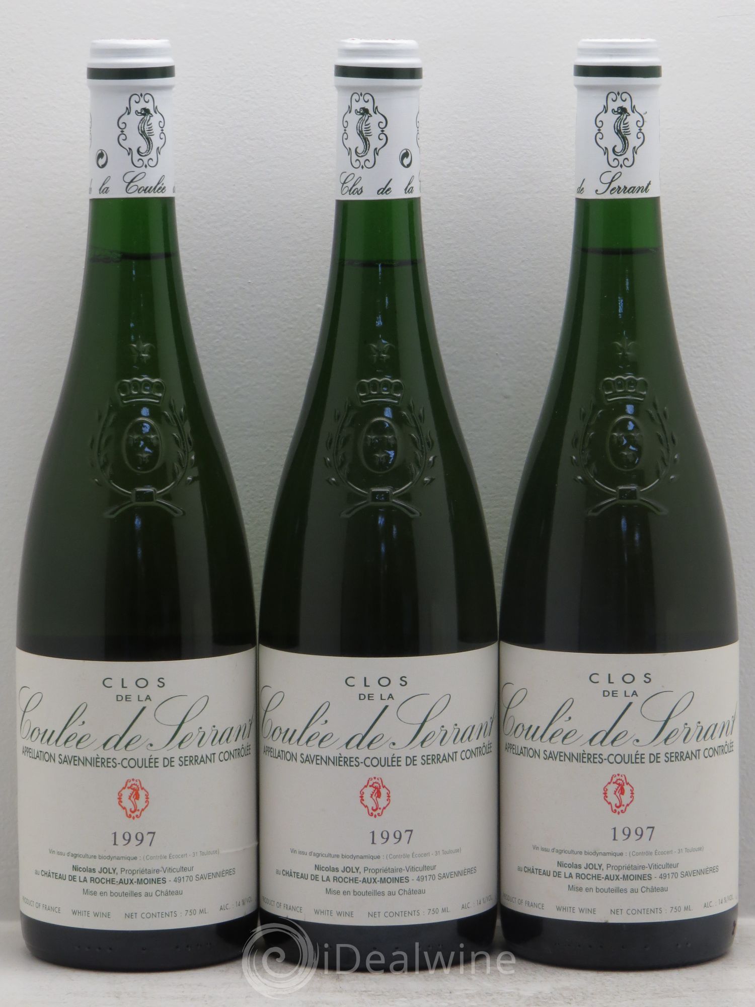 Savennières Clos de la Coulée de Serrant Vignobles de la Coulée de Serrant - Nicolas Joly 1997 - Lot de 3 bouteilles - 0