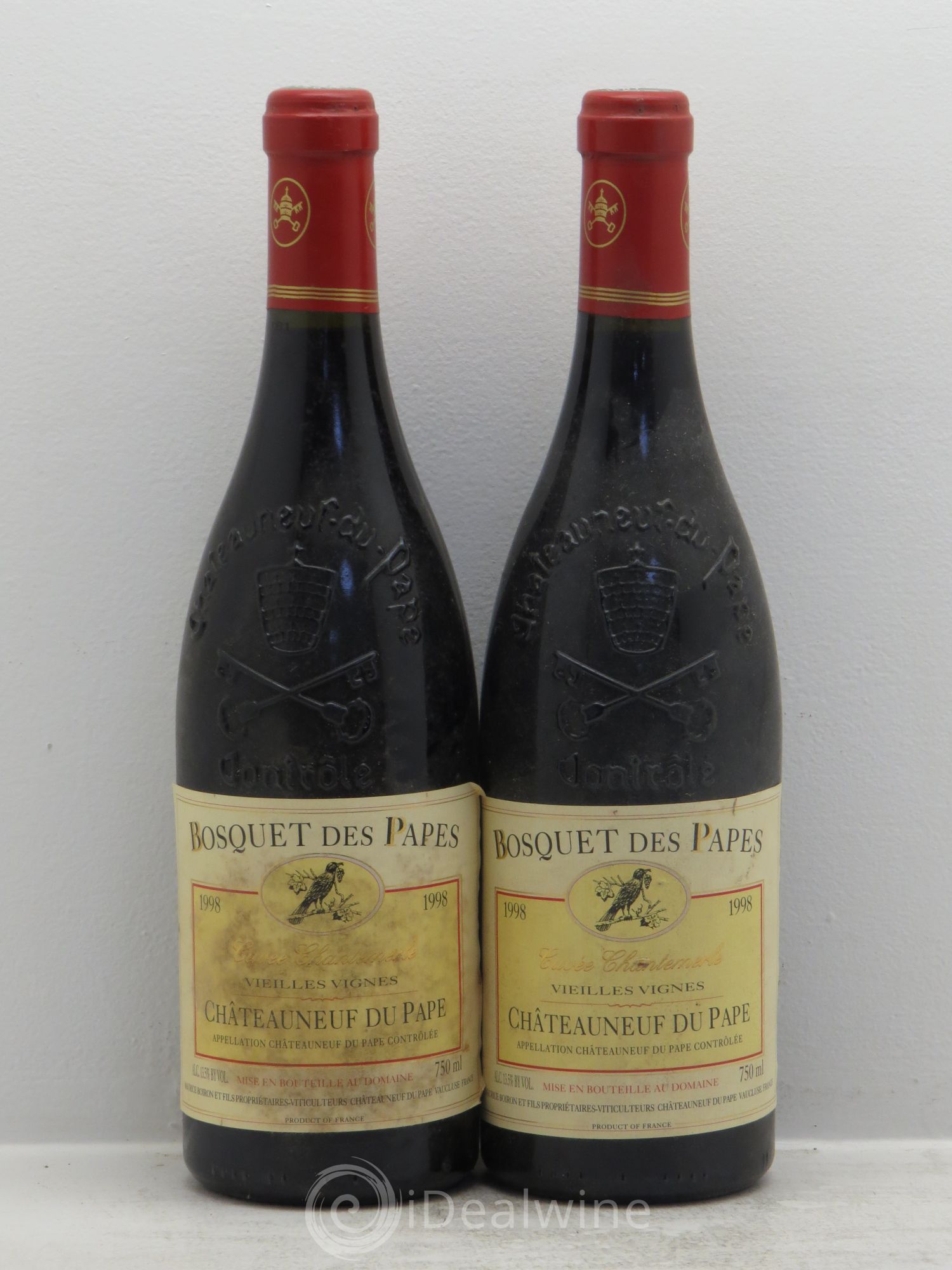 Châteauneuf-du-Pape Bosquet des Papes Chante Le Merle Vieilles Vignes Famille Boiron 1998 - Lot de 2 bouteilles - 0