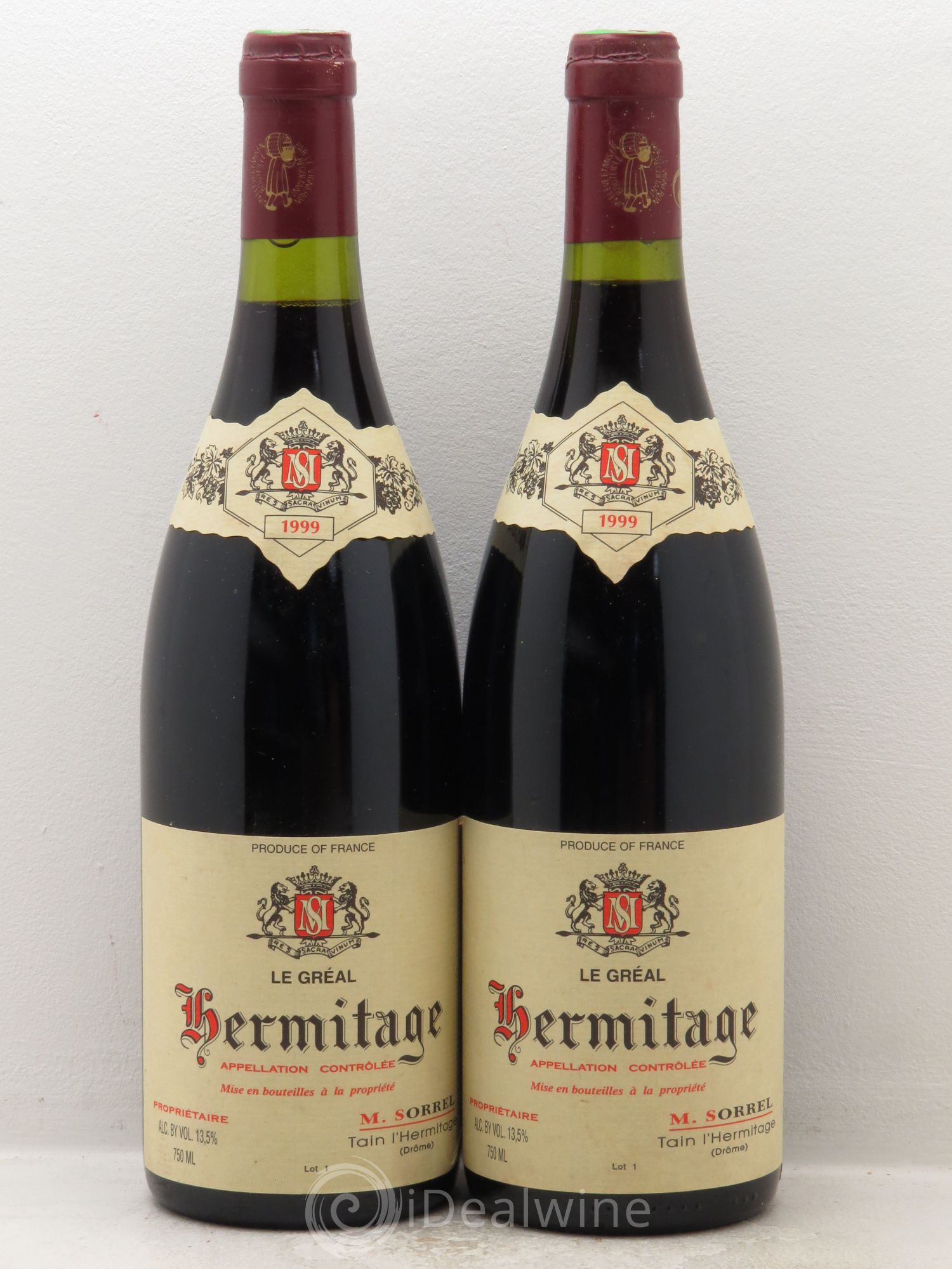 Hermitage Le Gréal Marc Sorrel 1999 - Lot de 2 bouteilles - 0