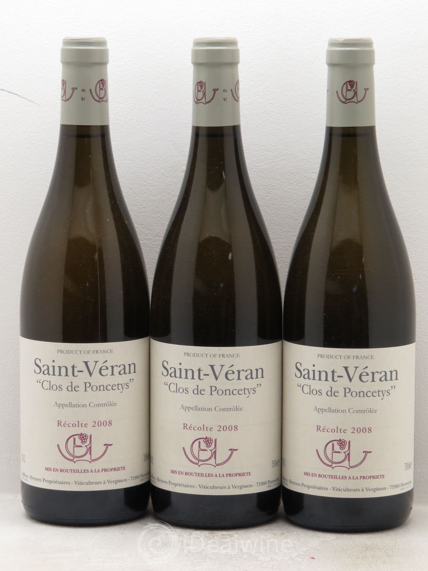 Saint-Véran Clos de Poncetys Guffens-Heynen 2008 - Lot de 3 bouteilles - 0