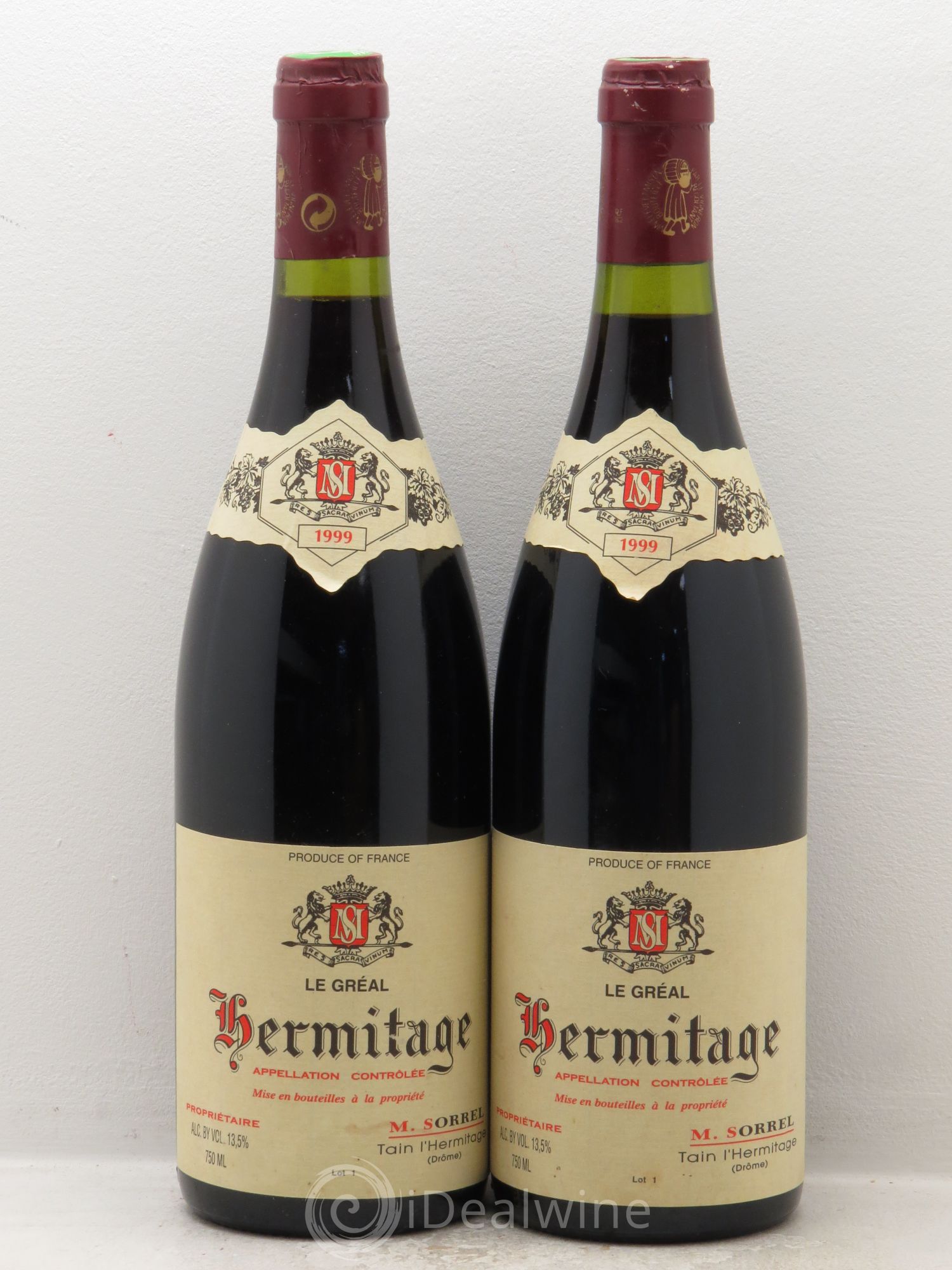 Hermitage Le Gréal Marc Sorrel 1999 - Lot de 2 bouteilles - 0