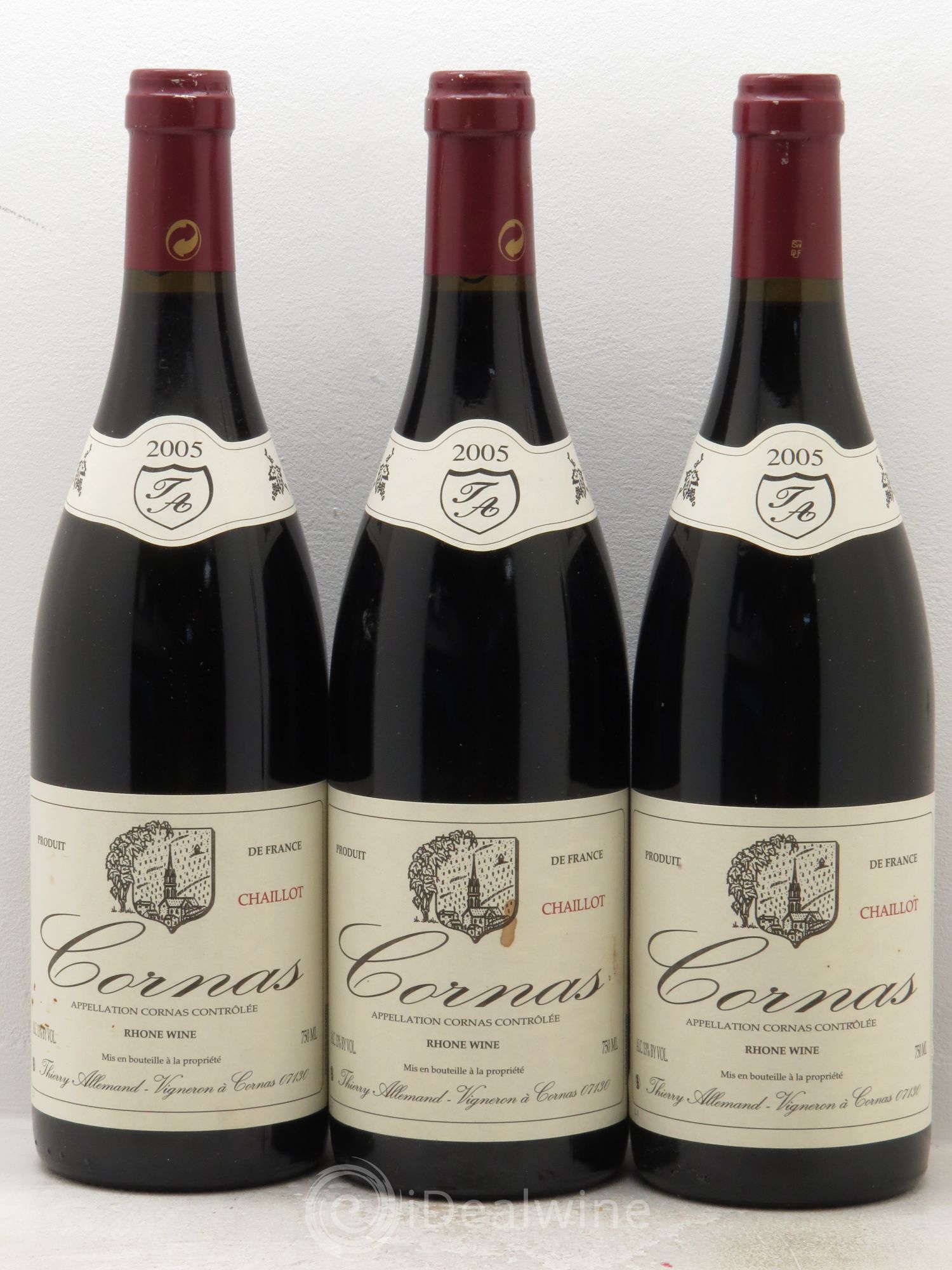Cornas Chaillot Thierry Allemand 2005 - Lot de 3 bouteilles - 0