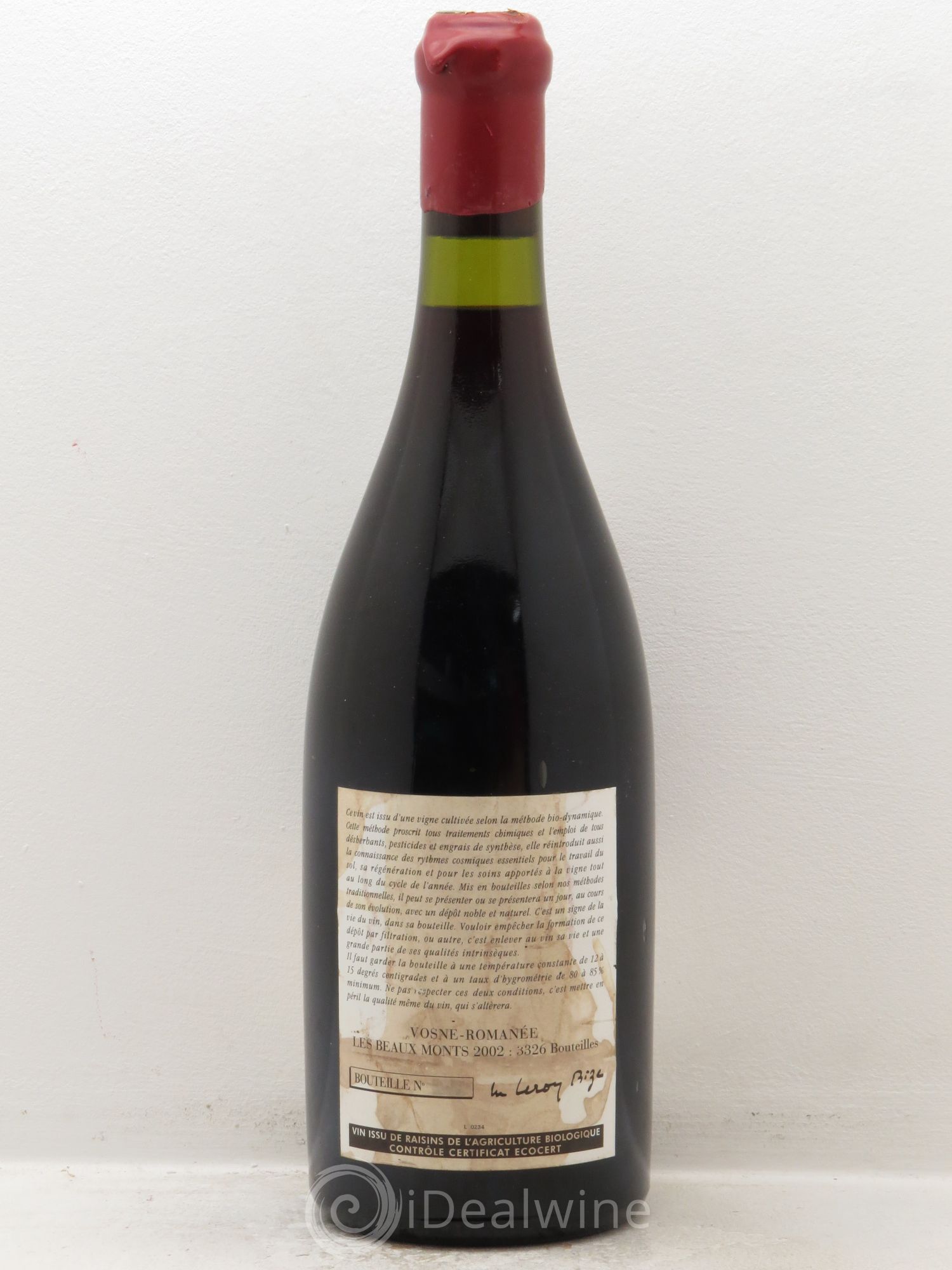 Vosne-Romanée 1er Cru Les Beaux-Monts Leroy (Domaine) 2002 - Lot de 1 bouteille - 1