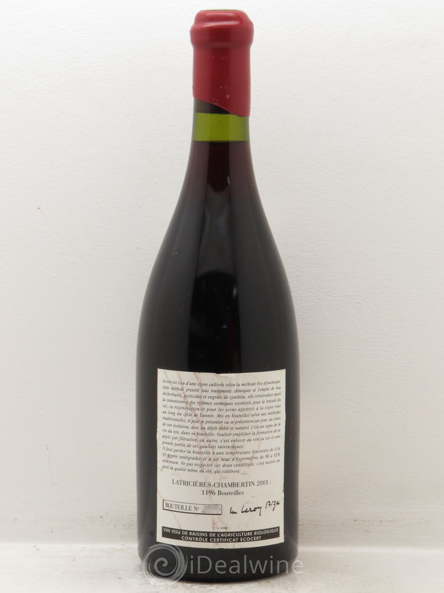 Latricières-Chambertin Grand Cru Leroy (Domaine) 2001 - Lot de 1 bouteille - 1