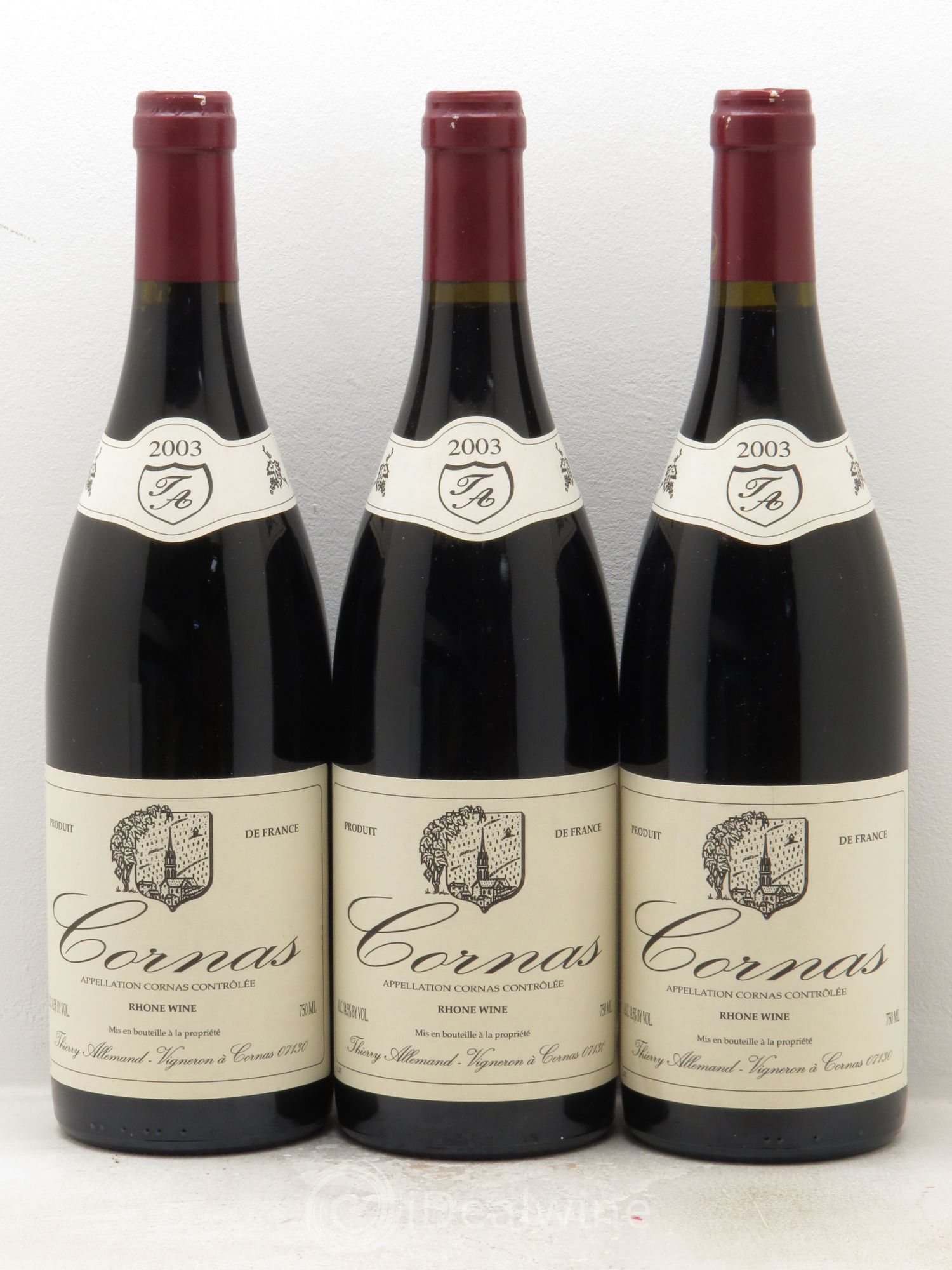 Cornas Thierry Allemand 2003 - Lot de 3 bouteilles - 0