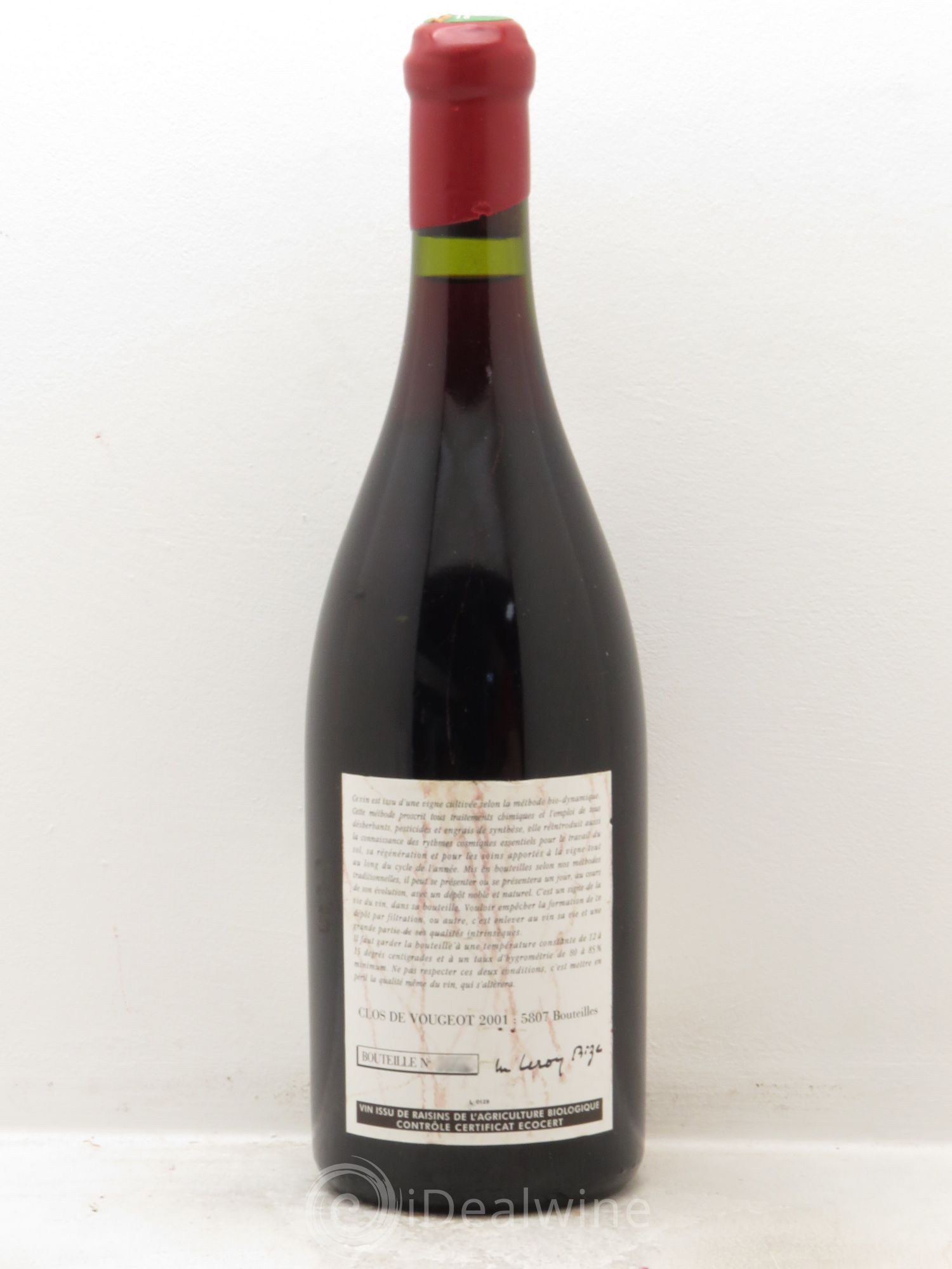 Clos de Vougeot Grand Cru Leroy (Domaine) 2001 - Lot de 1 bouteille - 1
