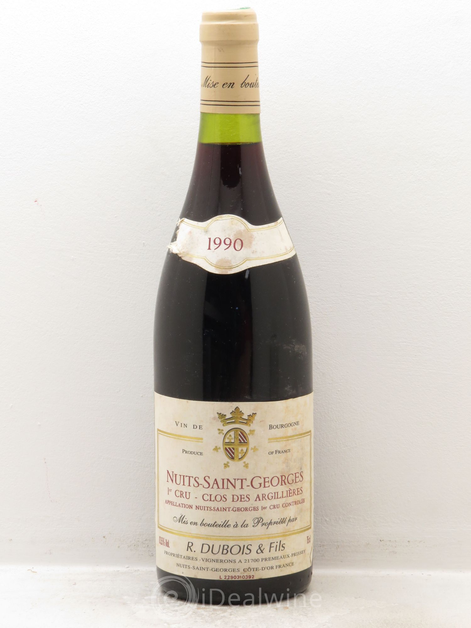 Nuits-Saint-Georges 1er Cru Clos des Argillières Domaine R.Dubois 1990 - Posten von 1 Flasche - 0