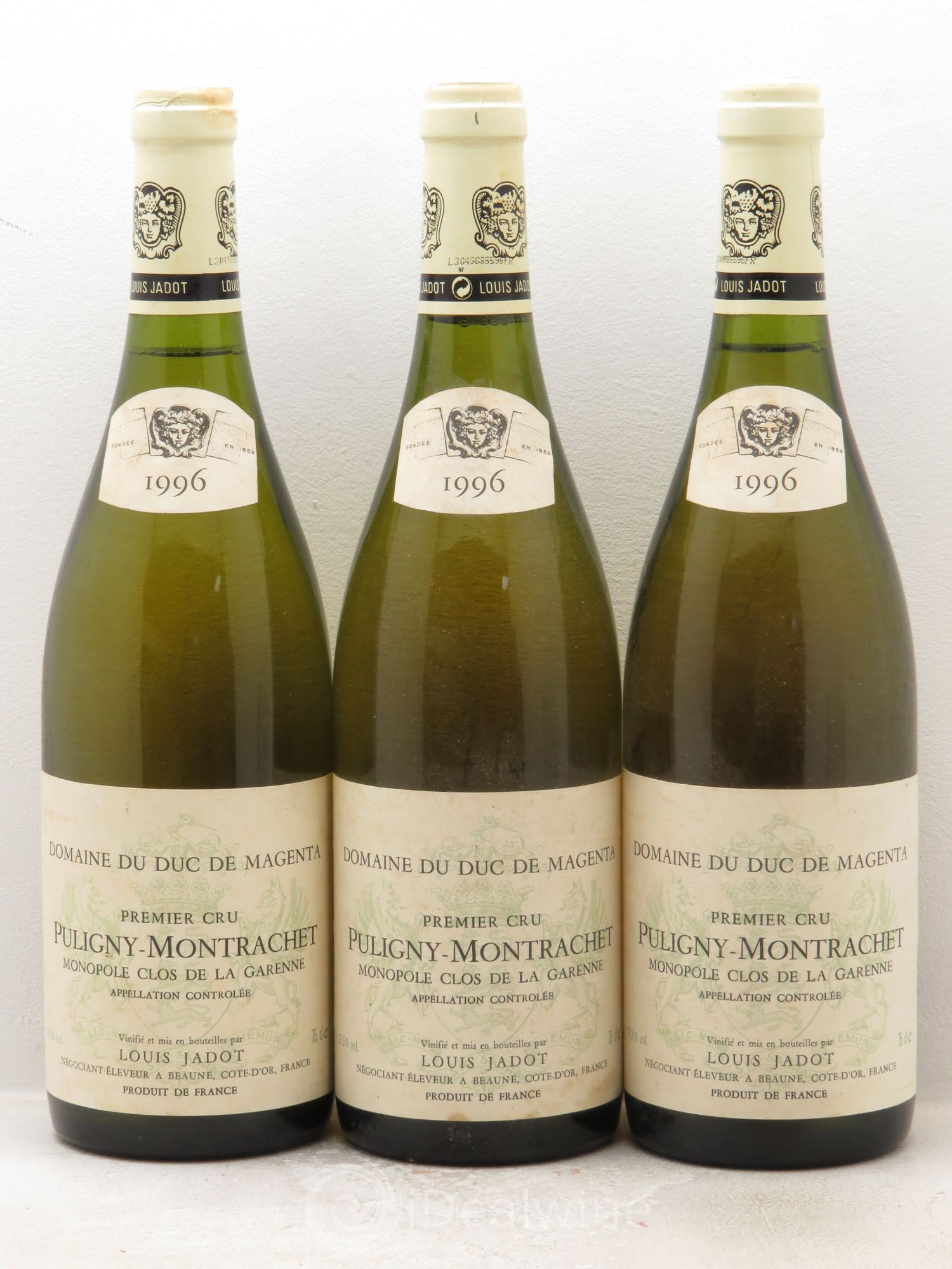 Puligny-Montrachet 1er Cru Duc de Magenta (mis en bte par L.Jadot) 1996 - Posten von 3 Flaschen - 0