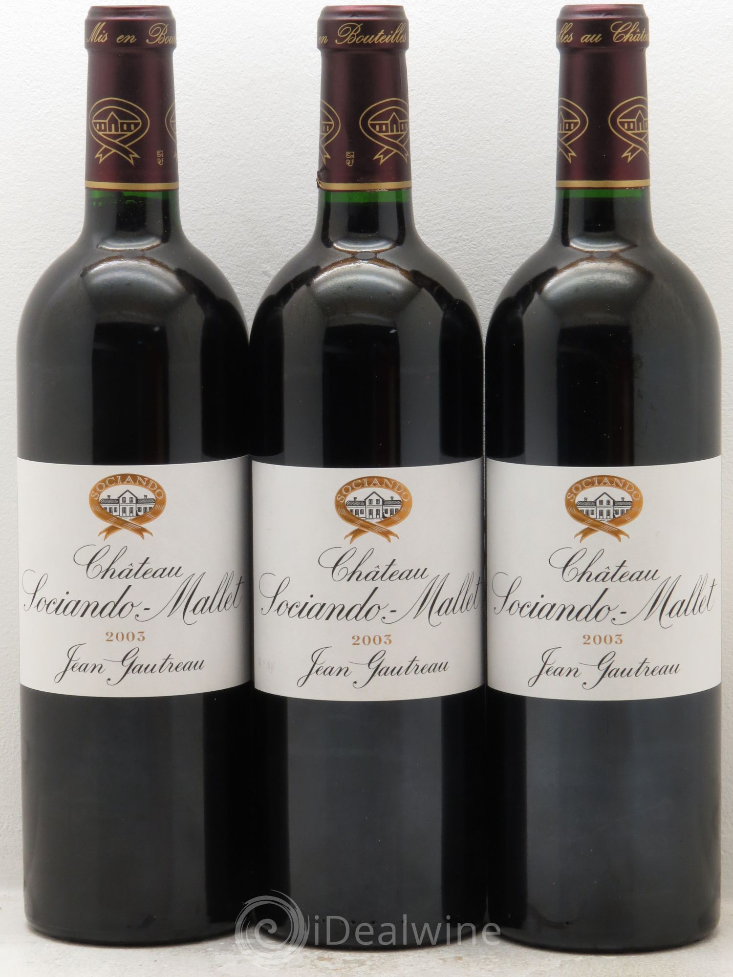 Château Sociando Mallet 2003 - Lot de 3 bouteilles - 0